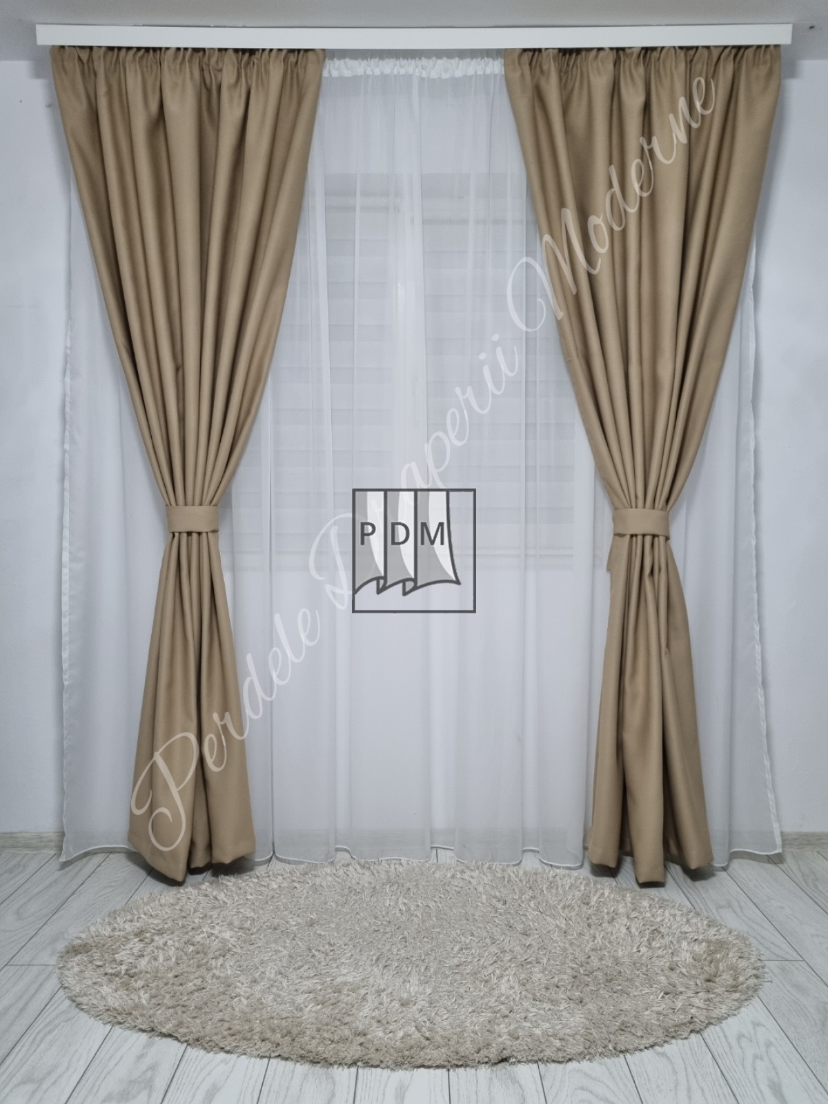 Draperie saten blackout,crem imagine 3