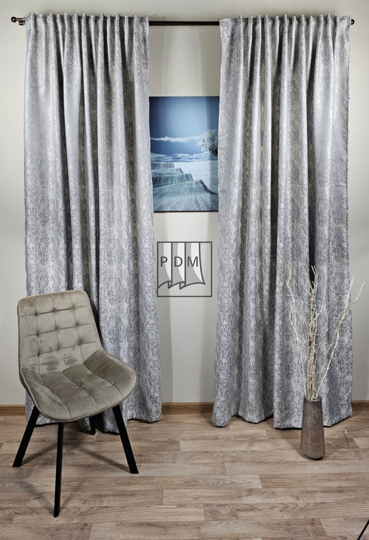 Draperie tip nisip, gri argintiu, semiopacă imagine 1