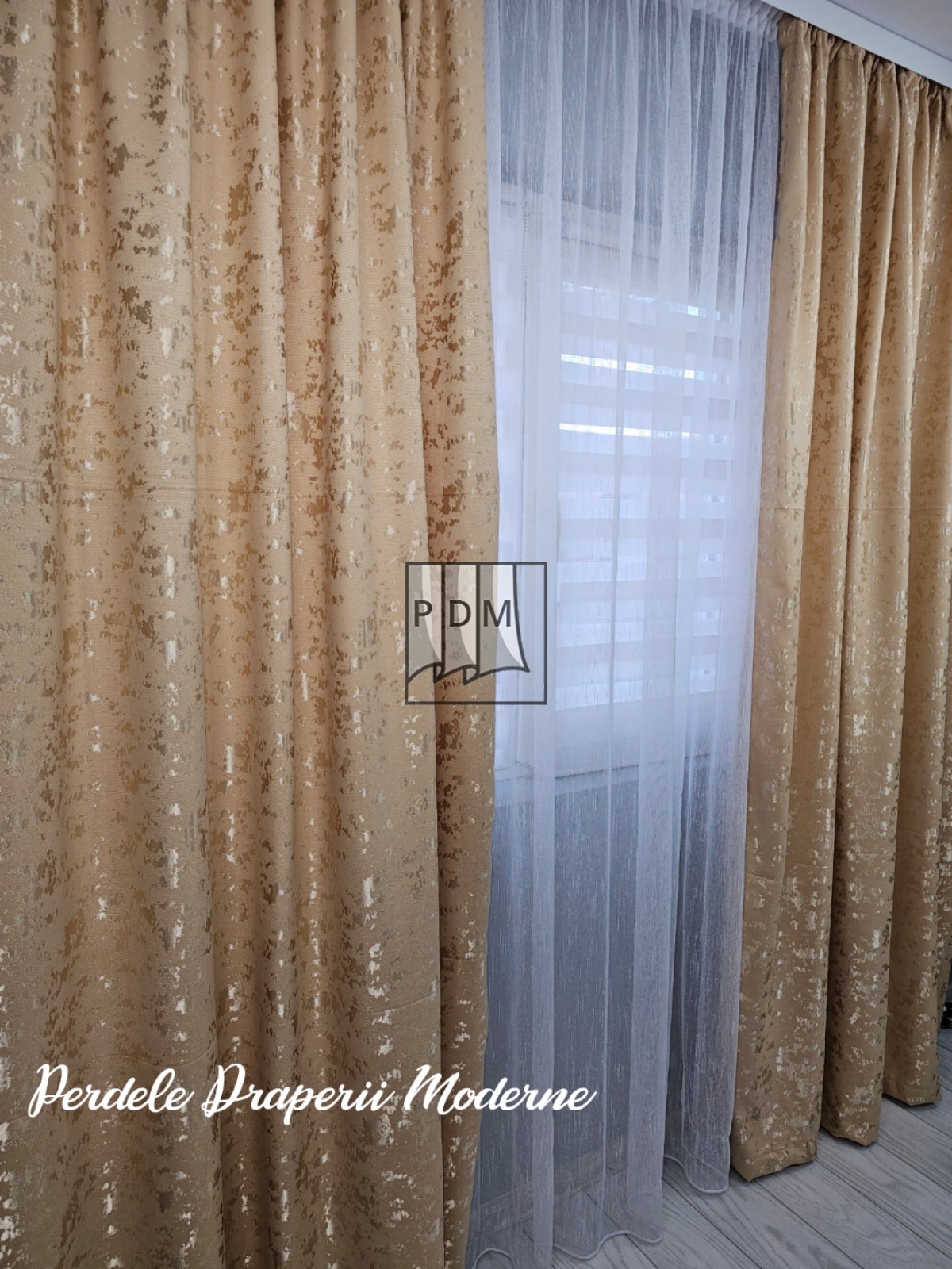 Draperie tip stucco, crem imagine 3