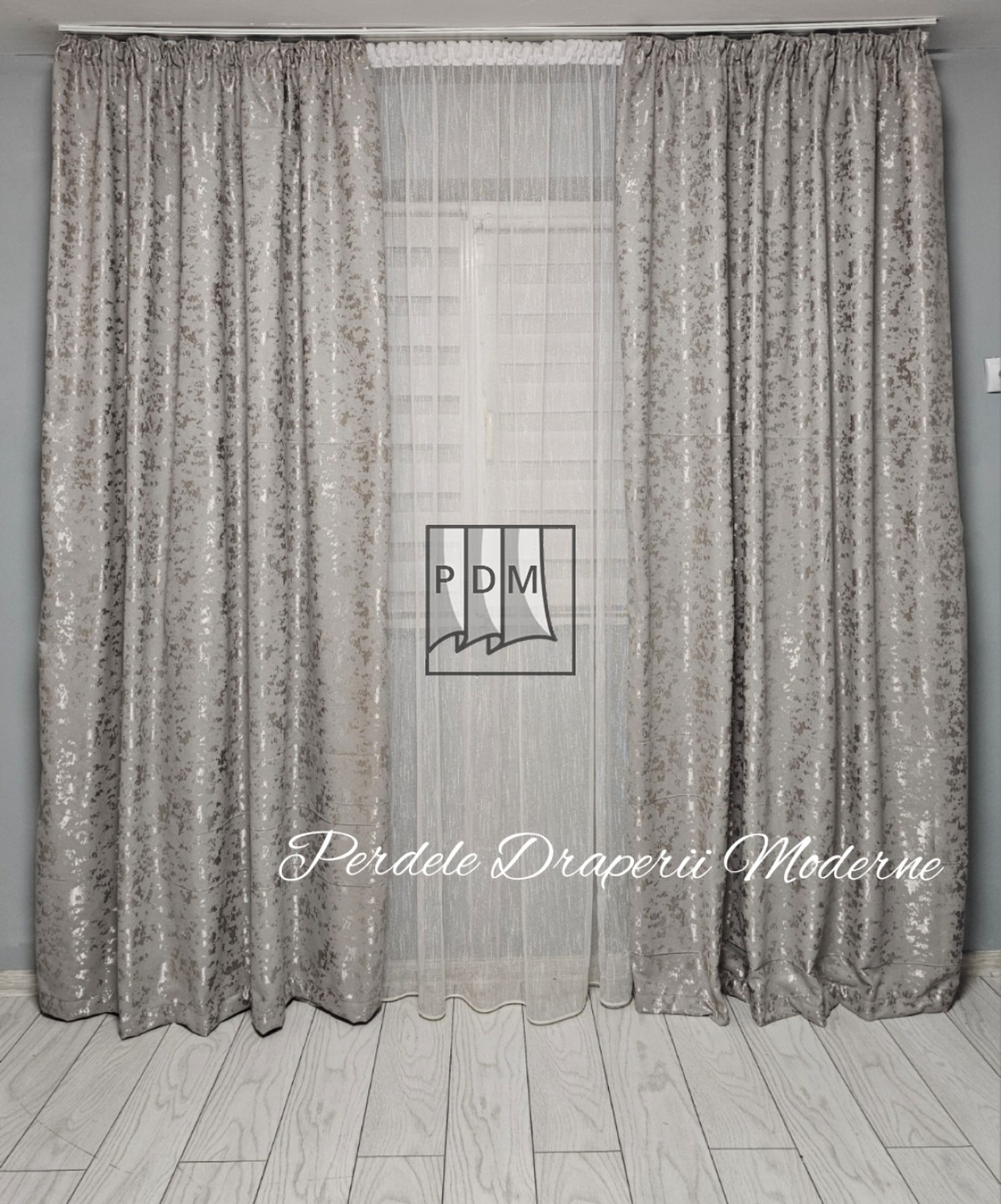 Draperie tip stucco, gri imagine 1