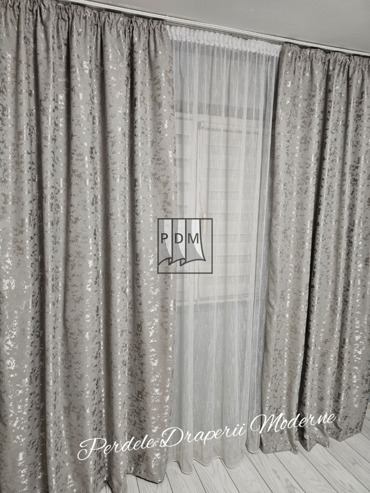 Draperie tip stucco, gri imagine 3