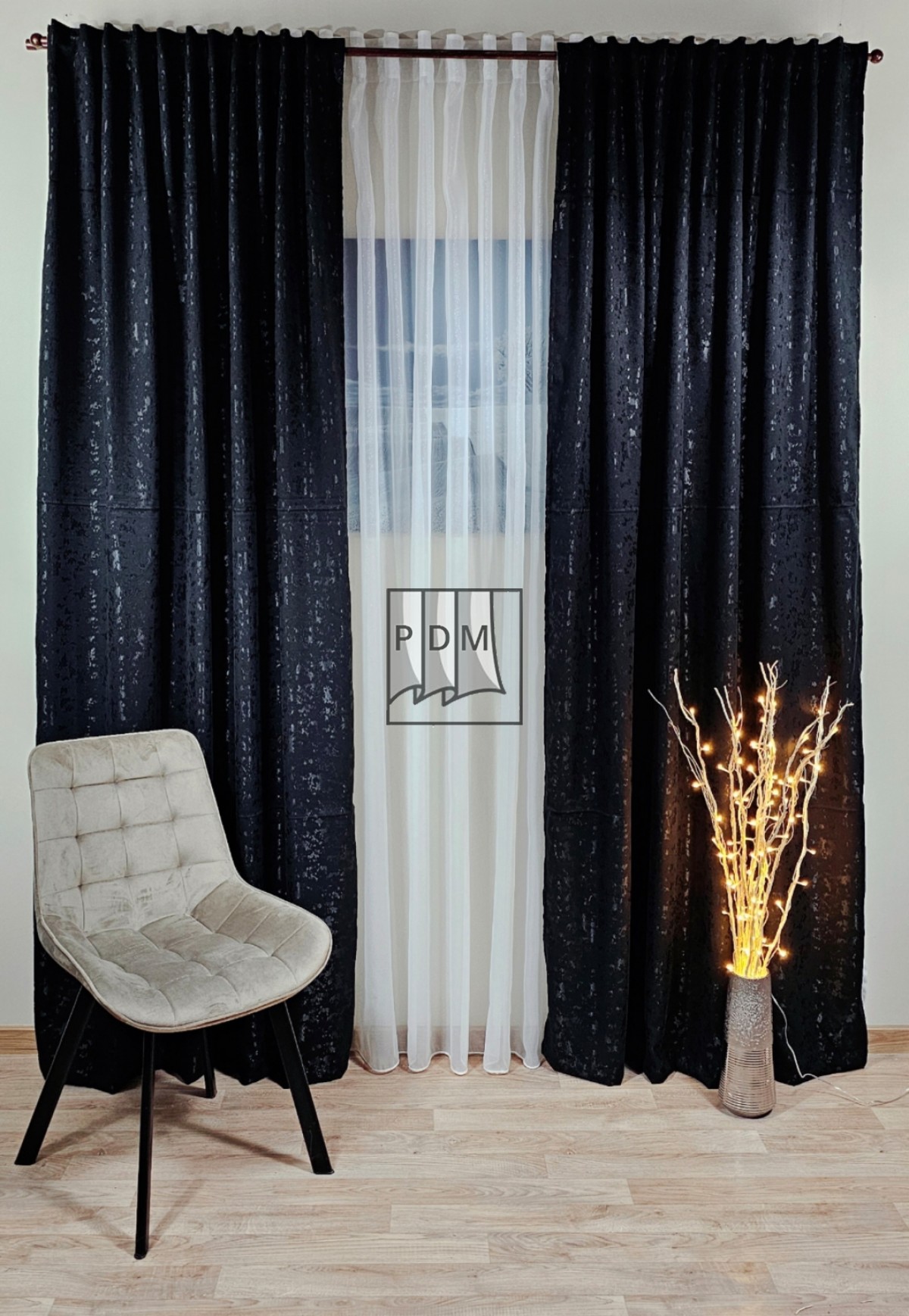 Draperie tip stucco negru  semiopaca imagine 1