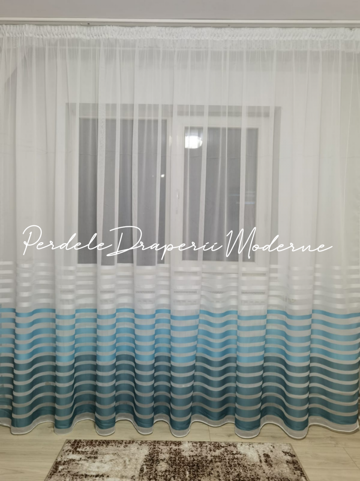 Perdea in,alb/dungi bleu imagine 1