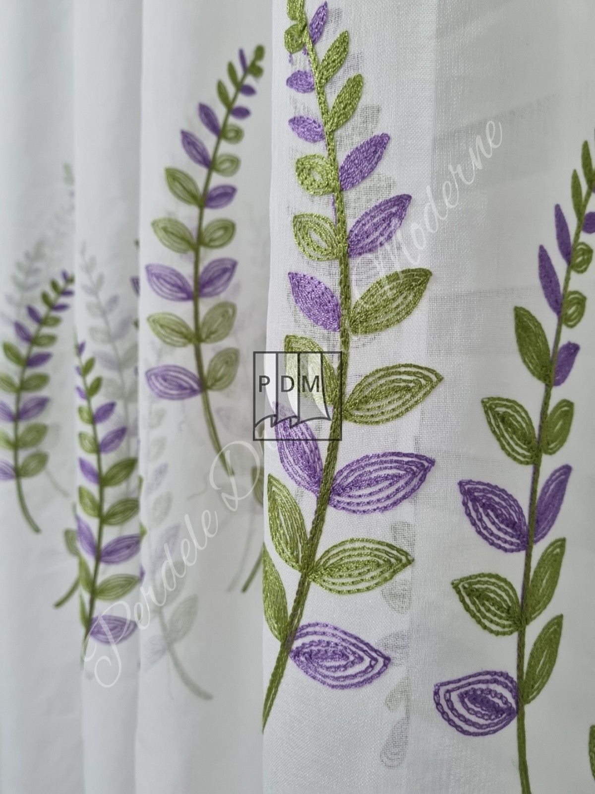 Perdea in,crenguțe verde/lila imagine 3