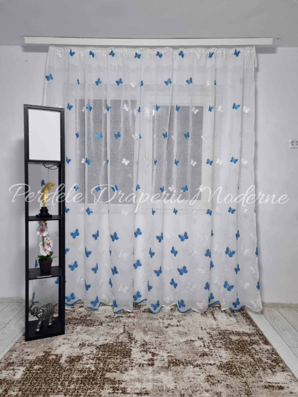 Perdea in,fluturași bleu imagine 1