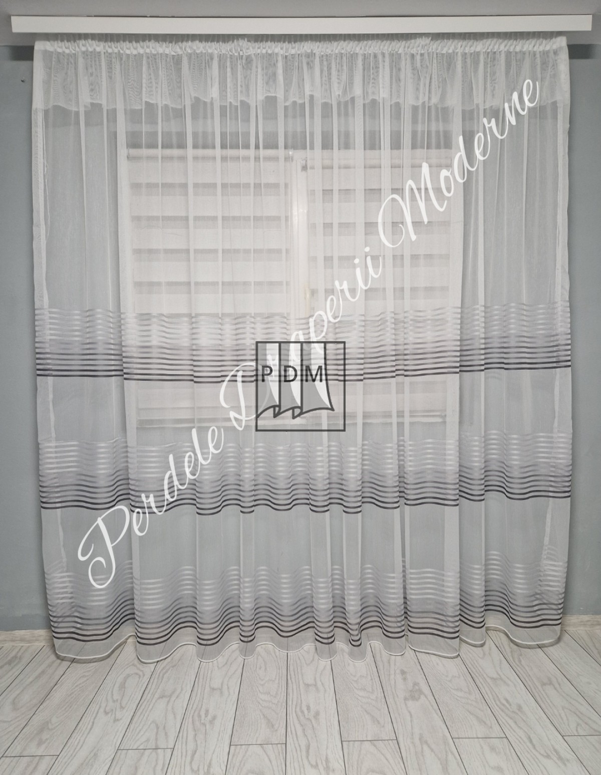 Perdea tulle, dungi gri imagine 1