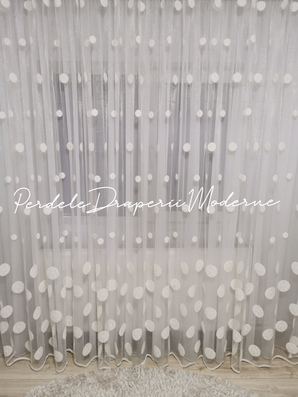 Perdea tulle brodat,ivoire,buline imagine 1