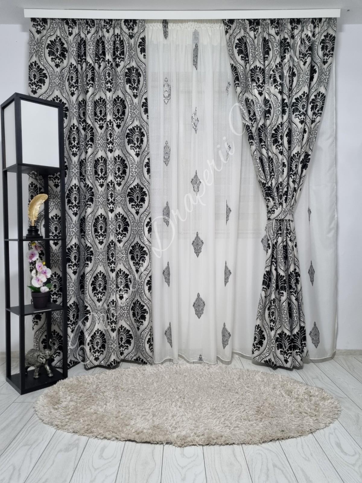 Set baroc in cristal,negru/gri imagine 2