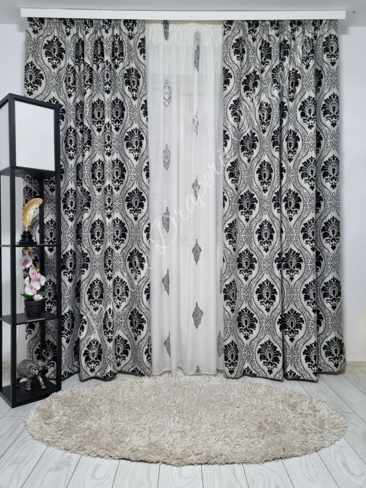 Set baroc in cristal,negru/gri imagine 3