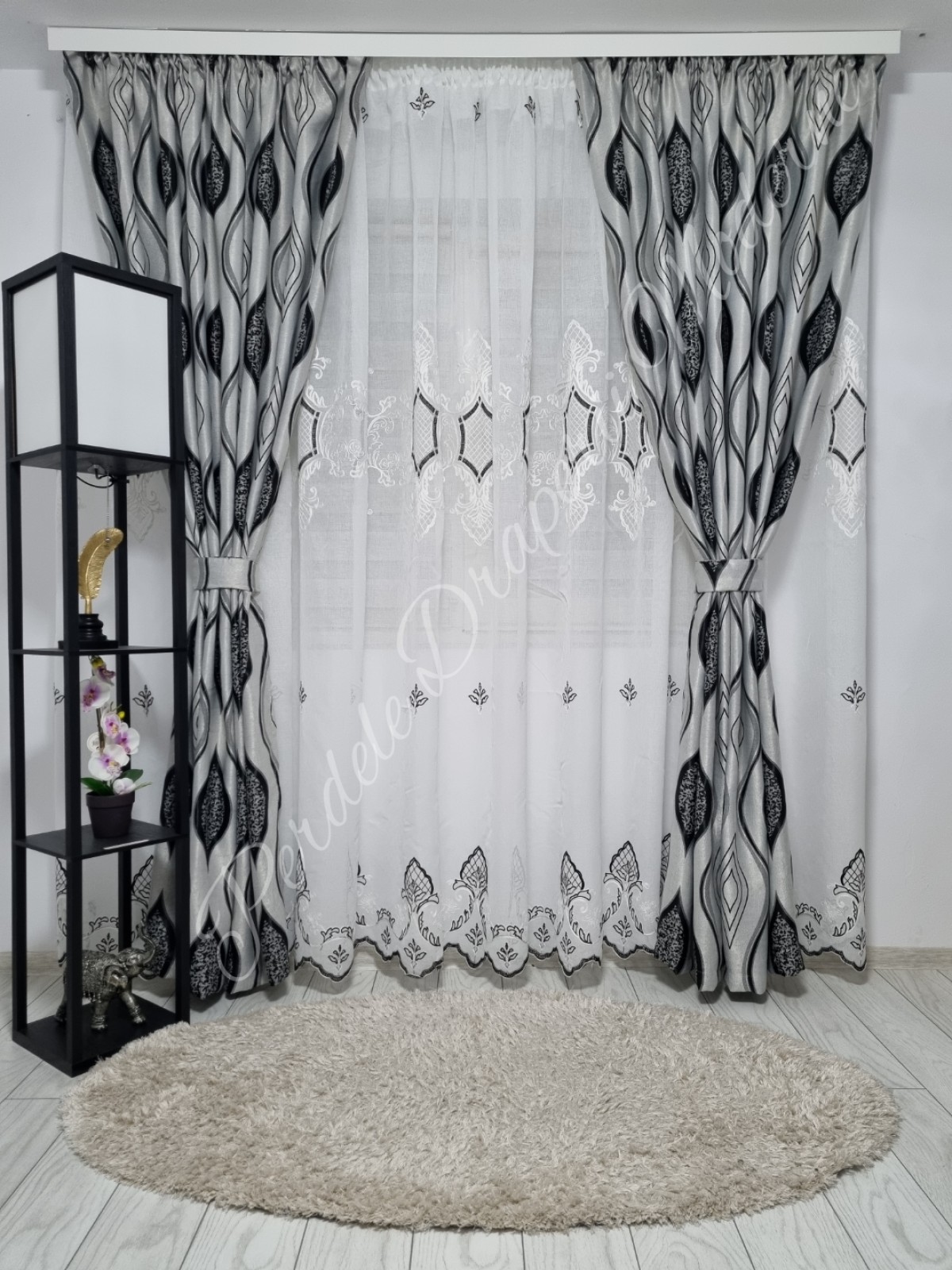 Set baroc romb,gri/negru imagine 1