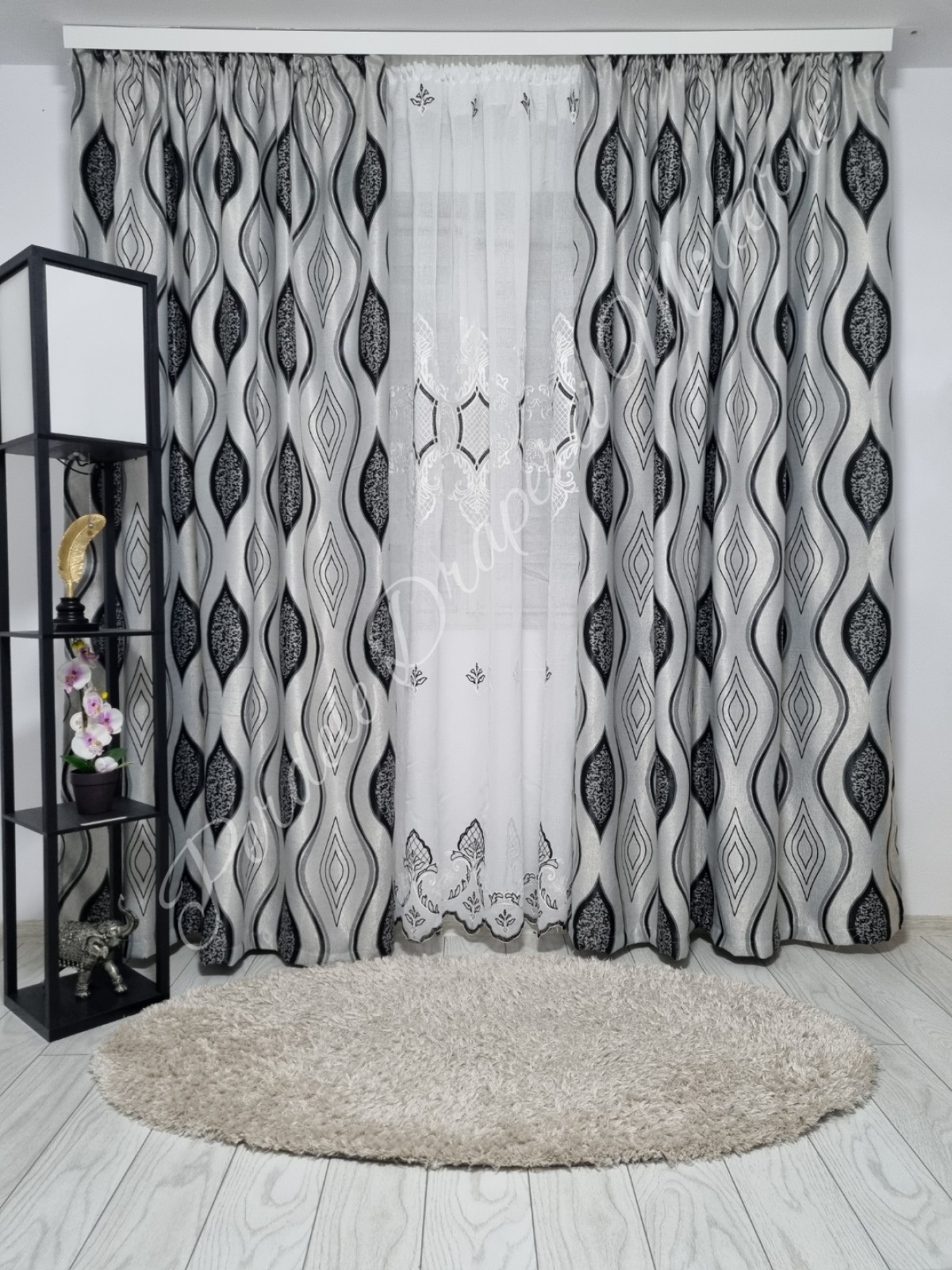 Set baroc romb,gri/negru imagine 3