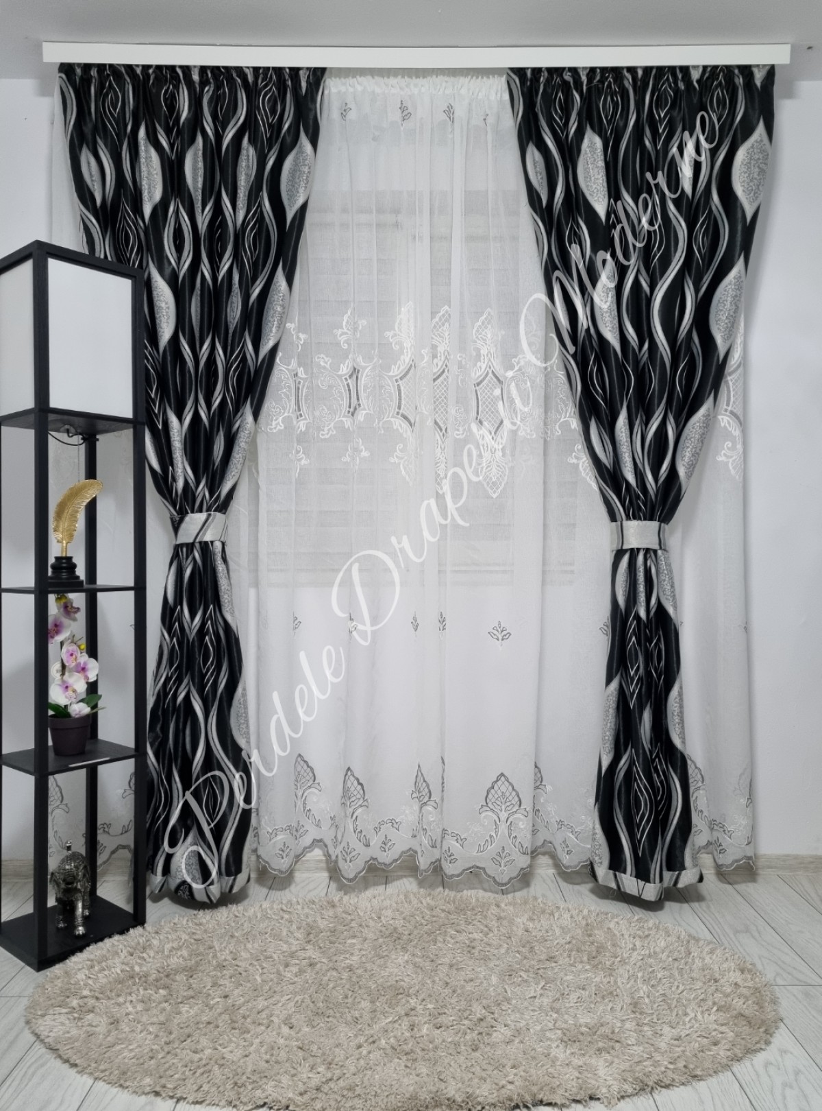 Set baroc romb,negru/gri imagine 1