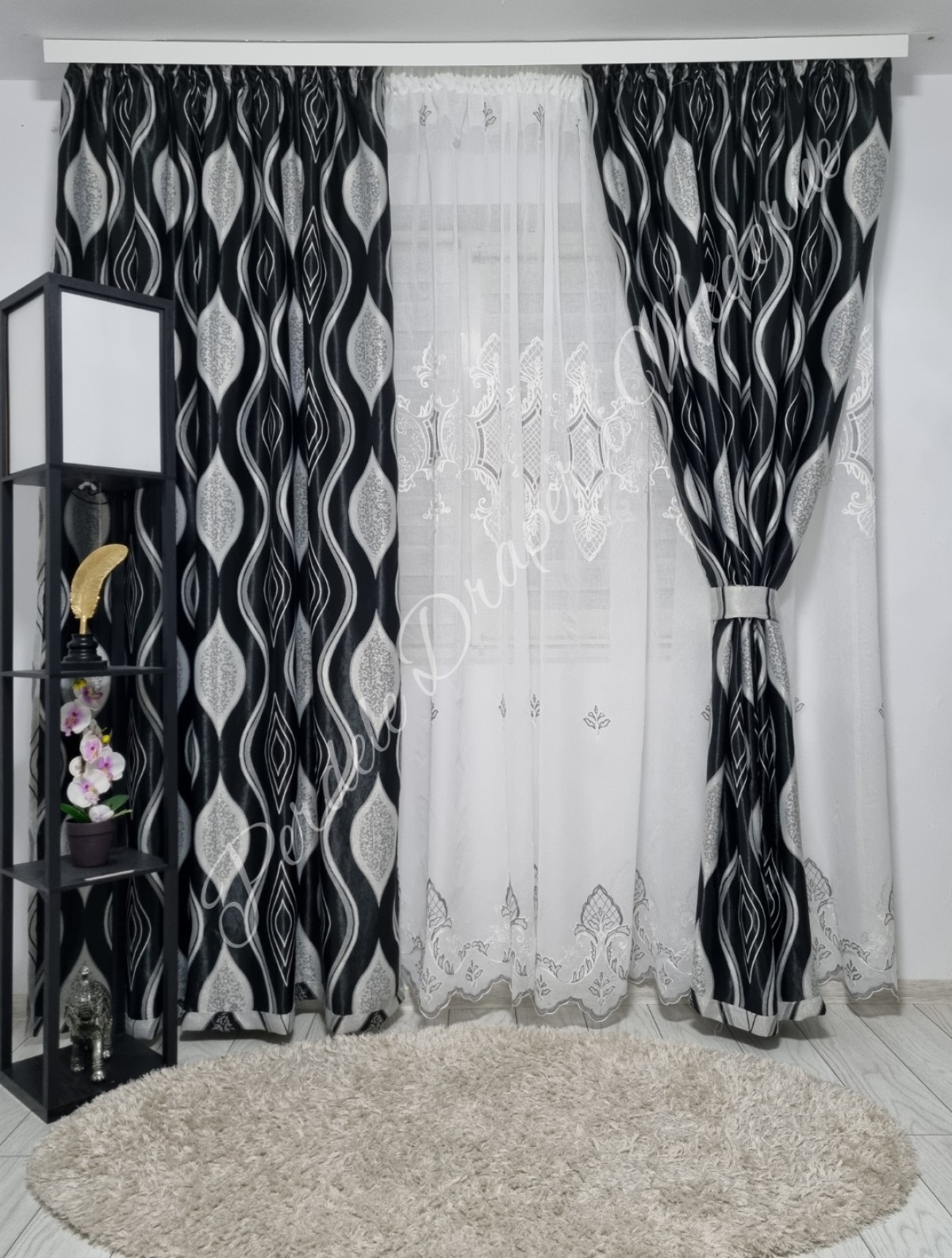 Set baroc romb,negru/gri imagine 2