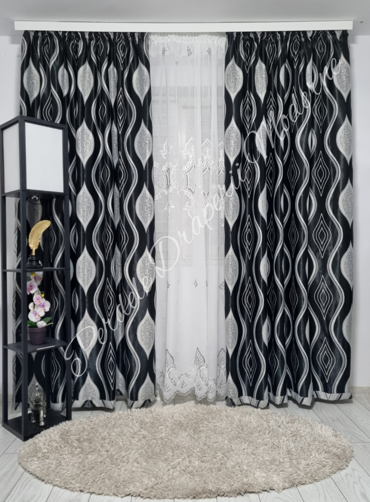 Set baroc romb,negru/gri imagine 3