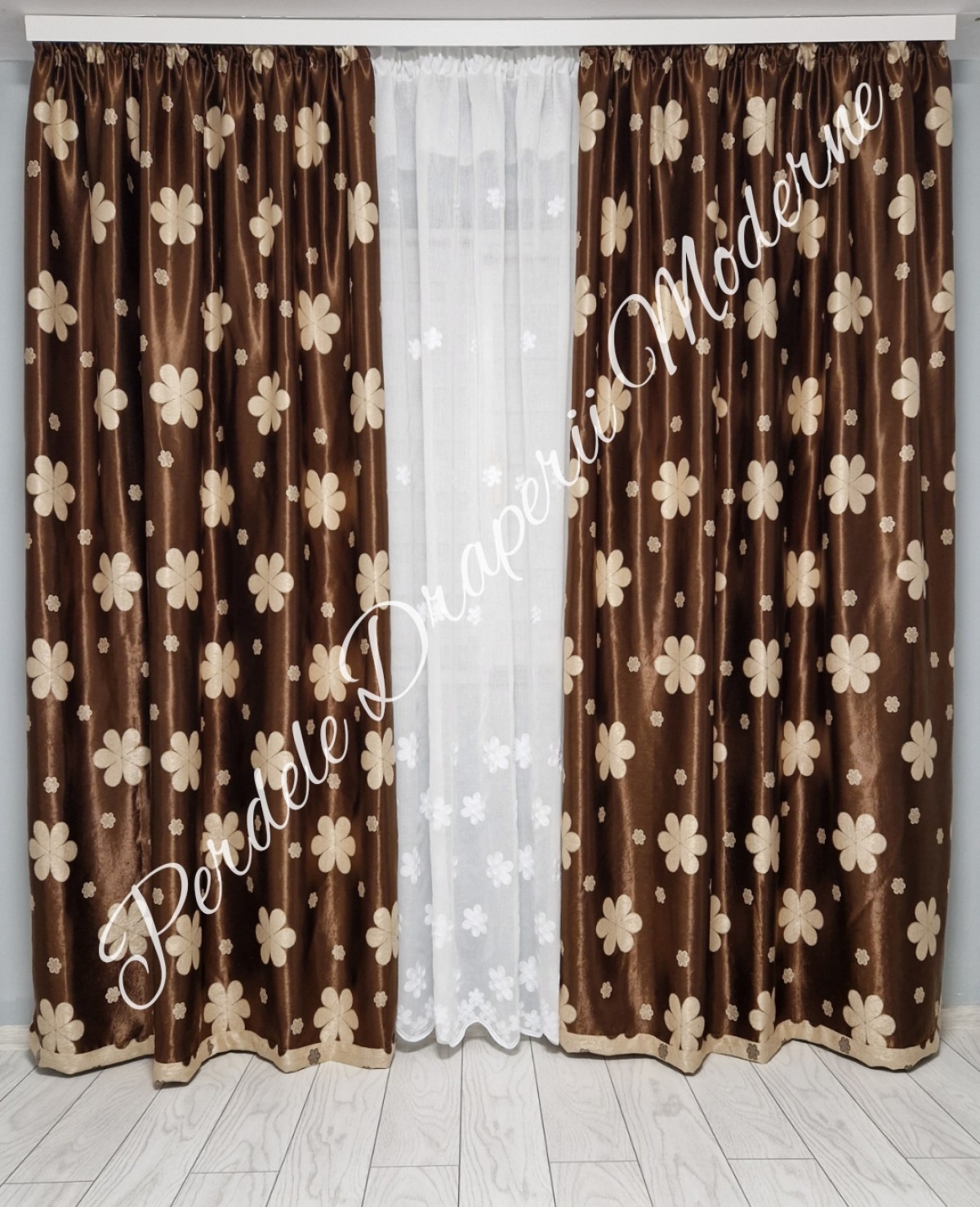 Set floricele,alb/maro imagine 3