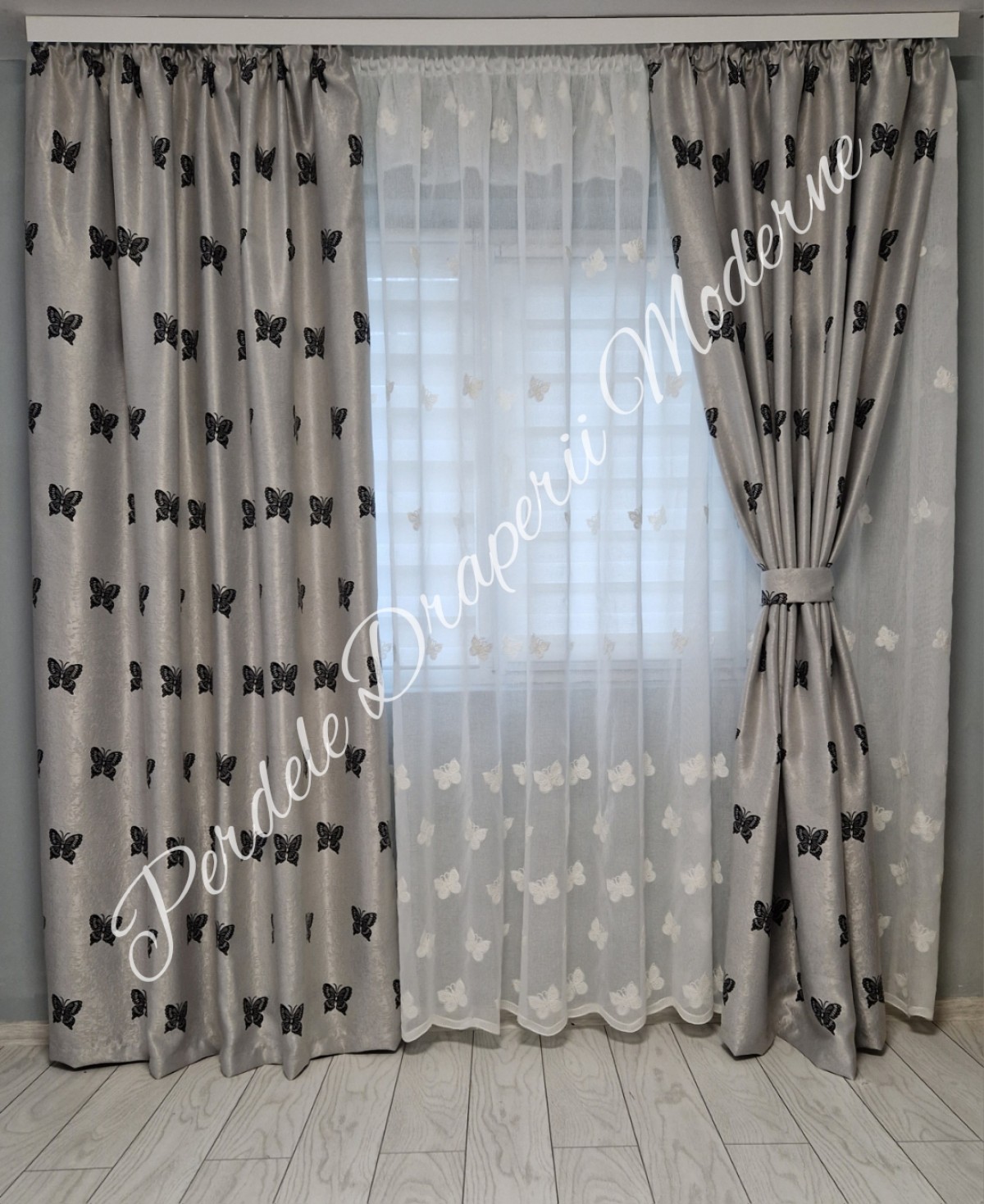 Set fluturi gri/ivoire imagine 2