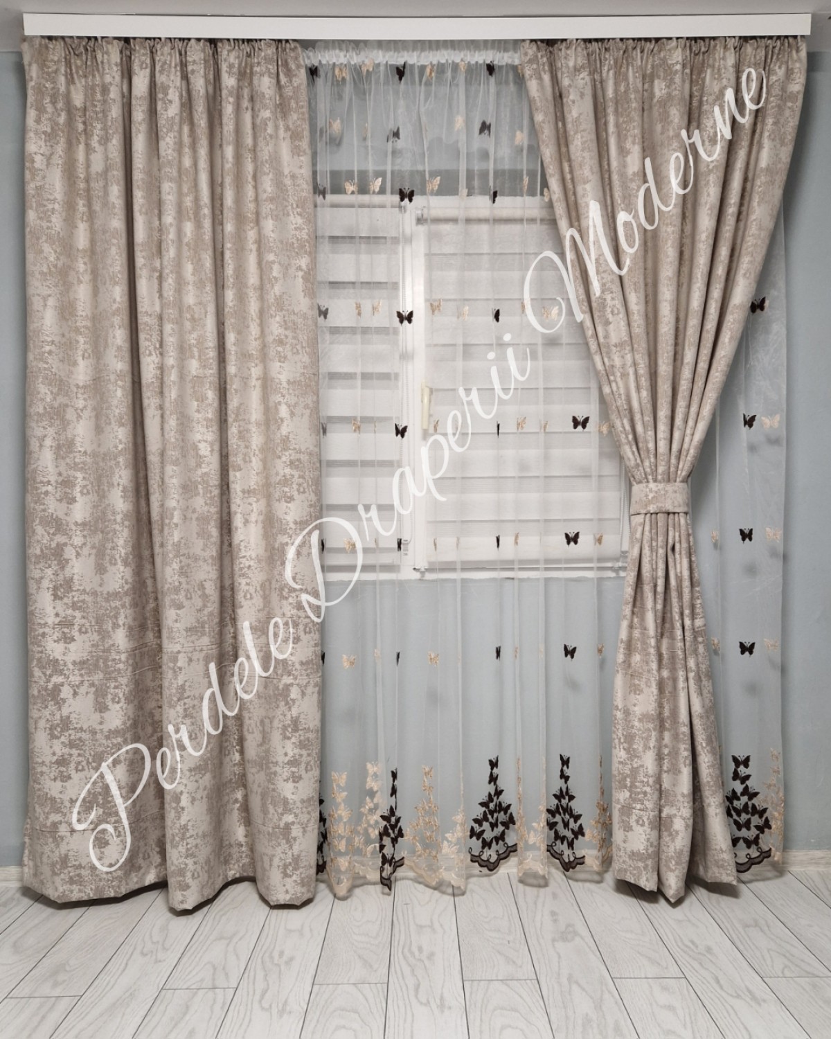 Set fluturi tulle, crem/maro imagine 2