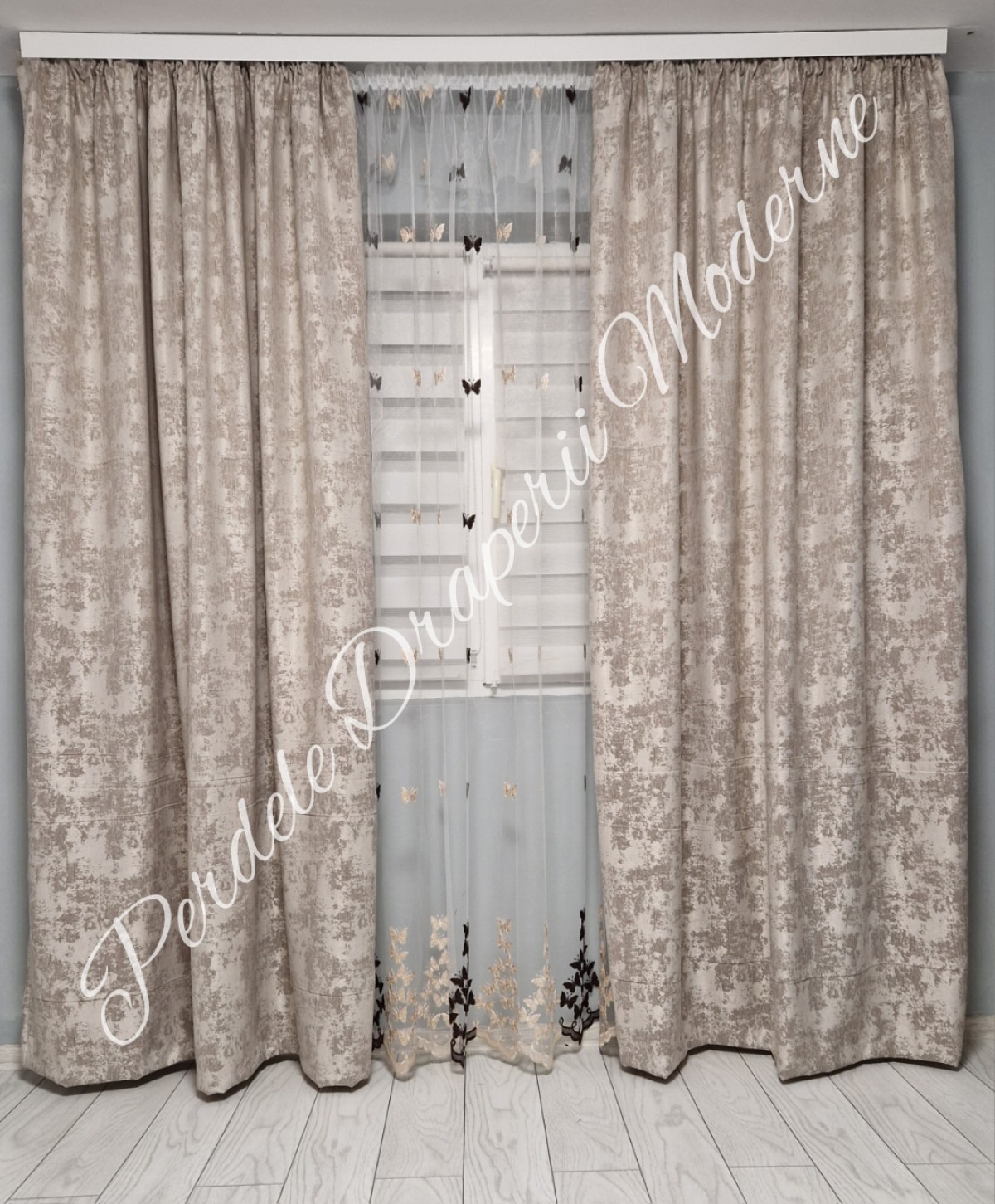Set fluturi tulle, crem/maro imagine 3