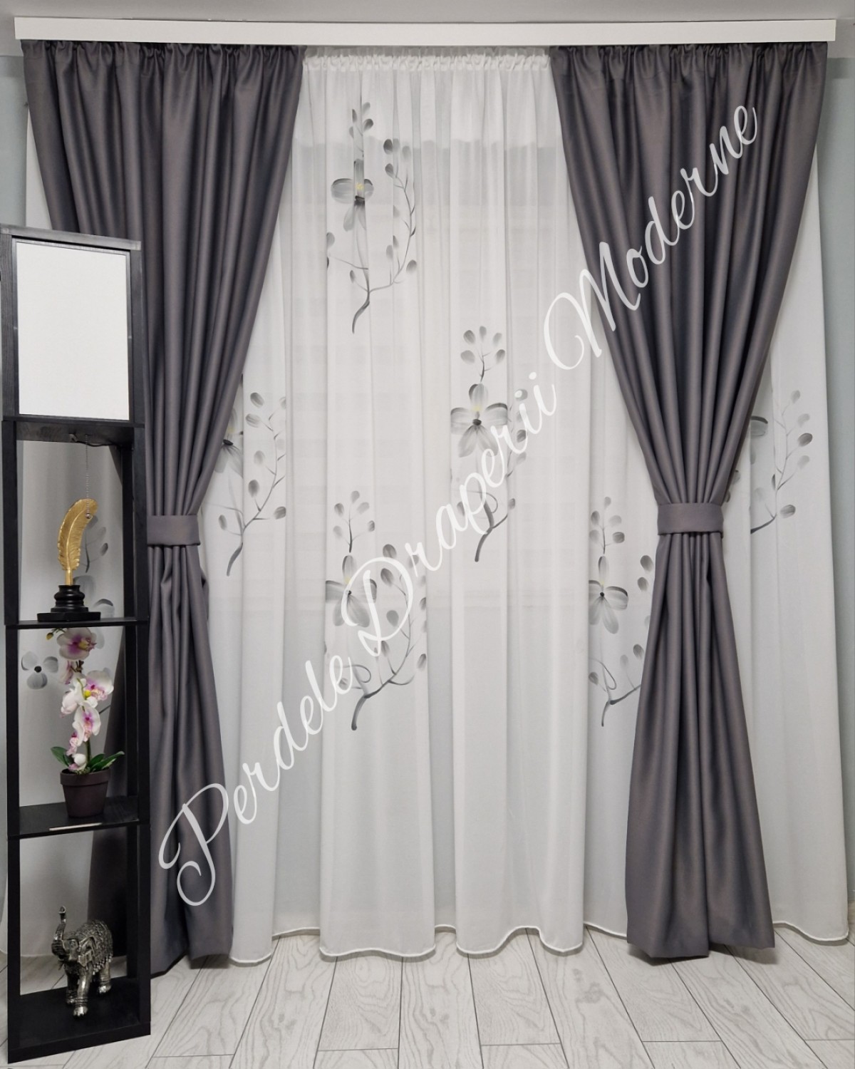 Set matase pictata, gri imagine 1