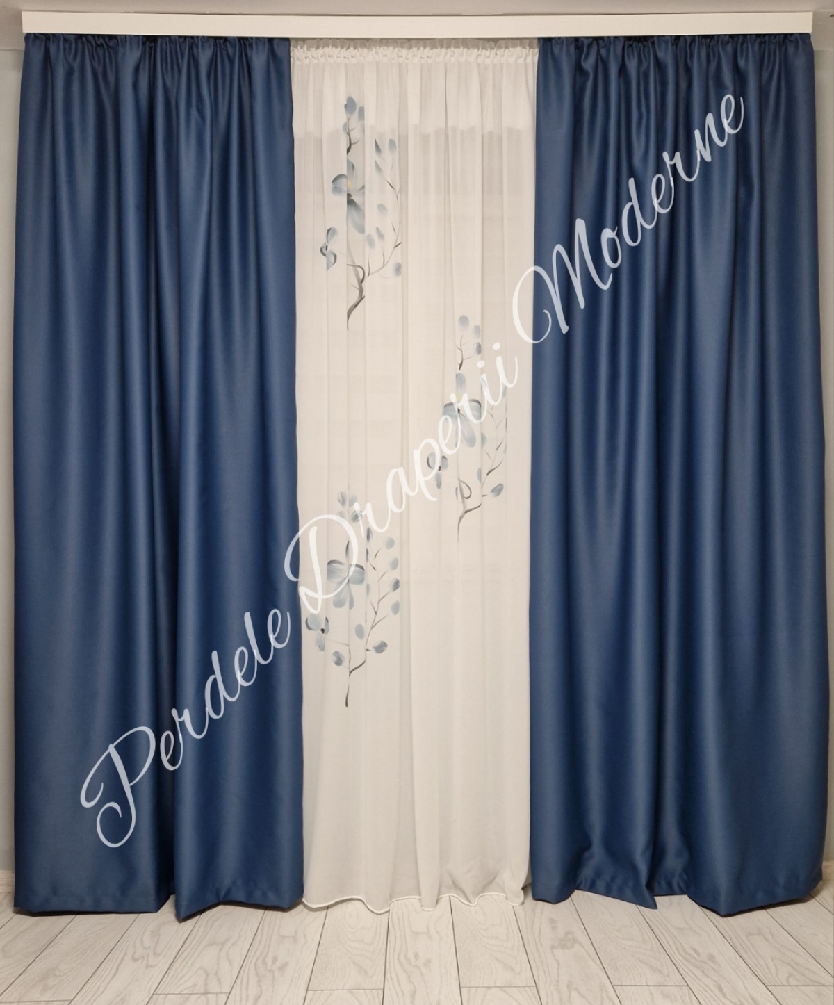 Set matase pictata,albastru imagine 3