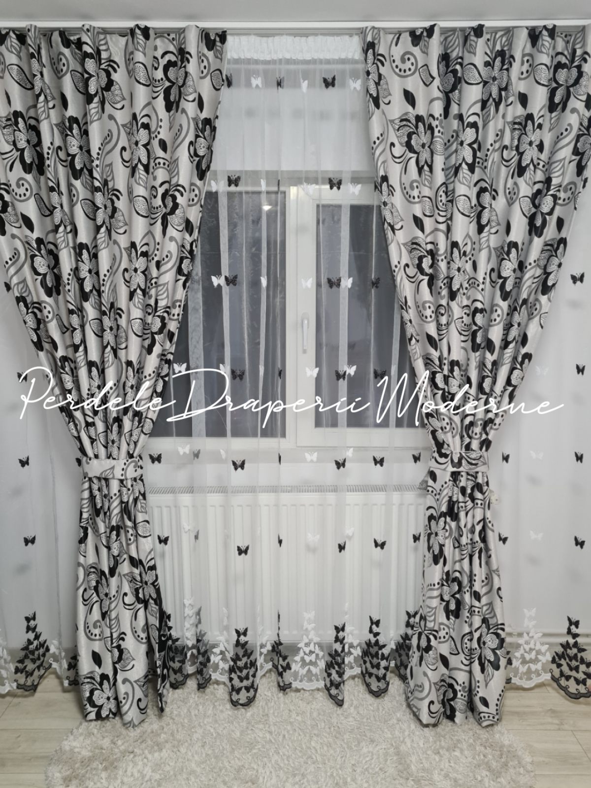 Set tulle fluturasi alb/negru imagine 1