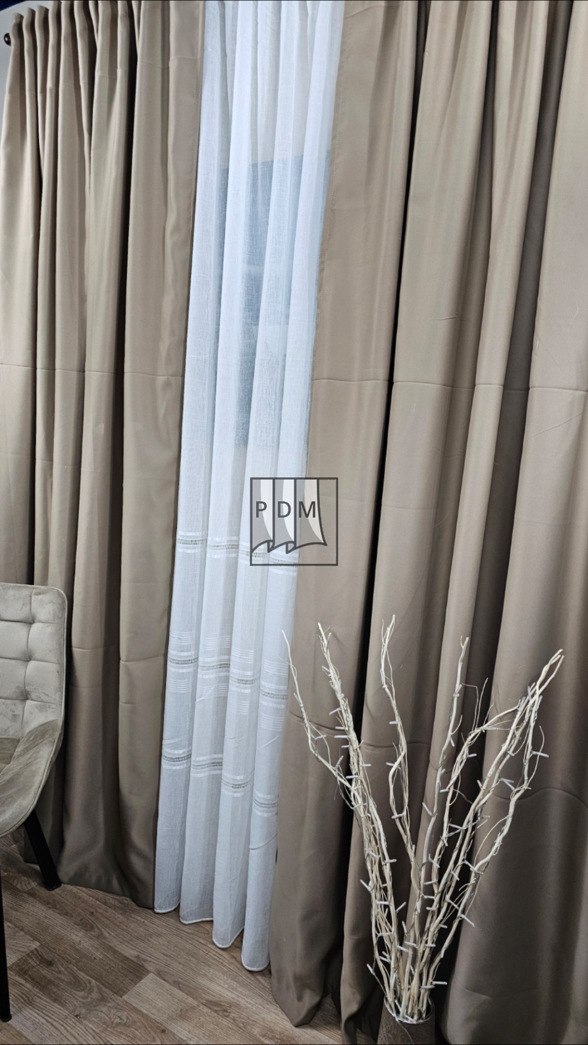 Draperie ùni Blackout, material semilucios, crem/capuccino imagine 3     