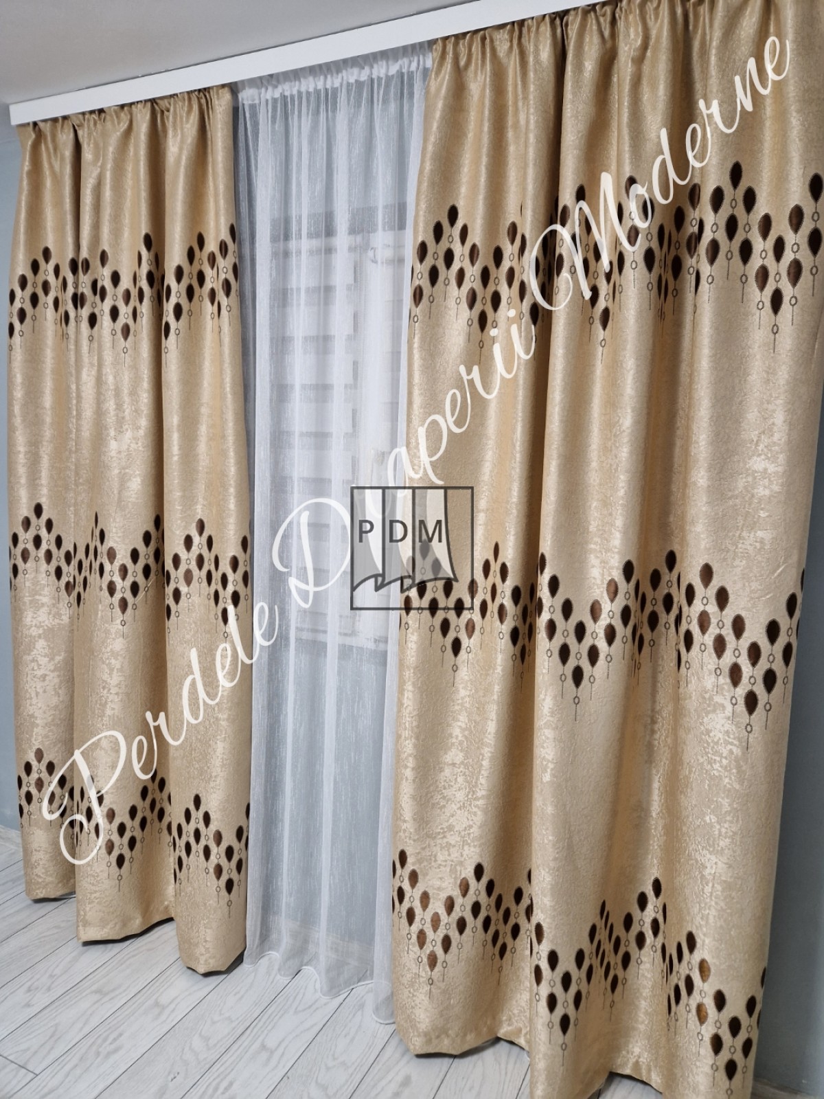 Draperie Blackout, bej/maro imagine 2