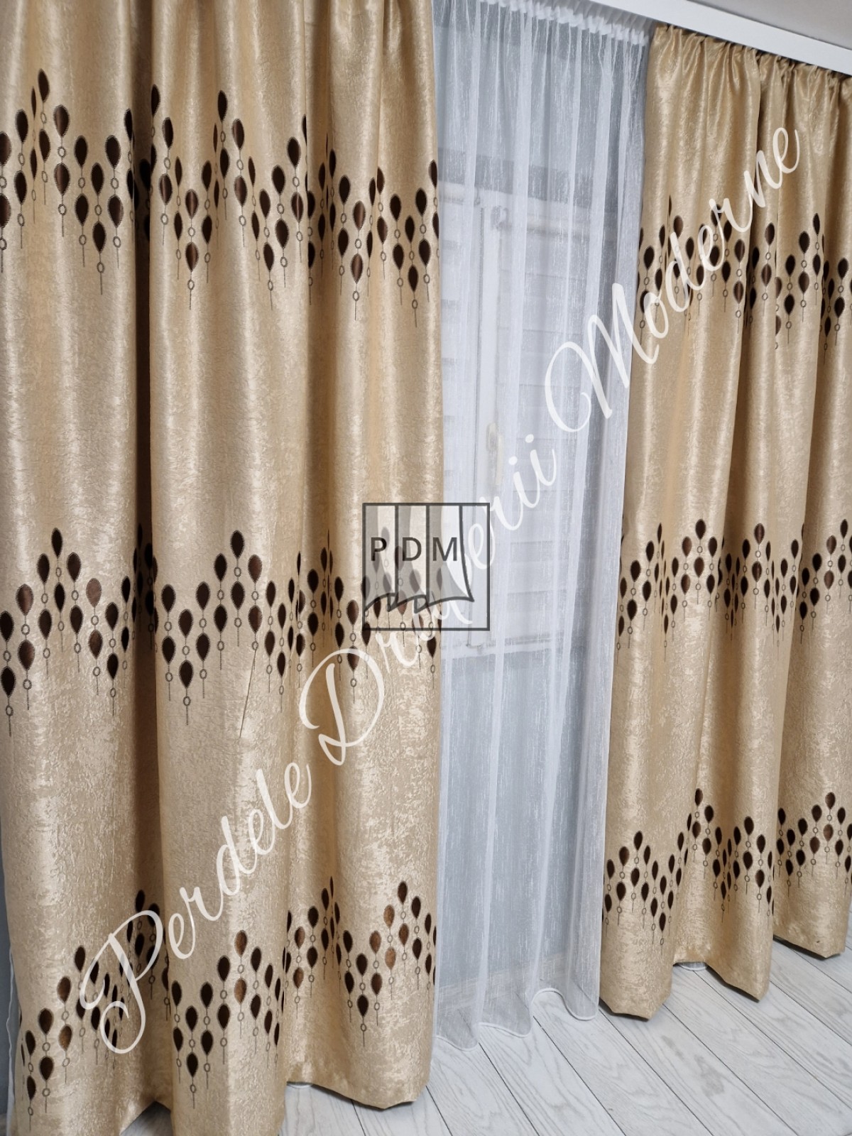 Draperie Blackout, bej/maro imagine 3     