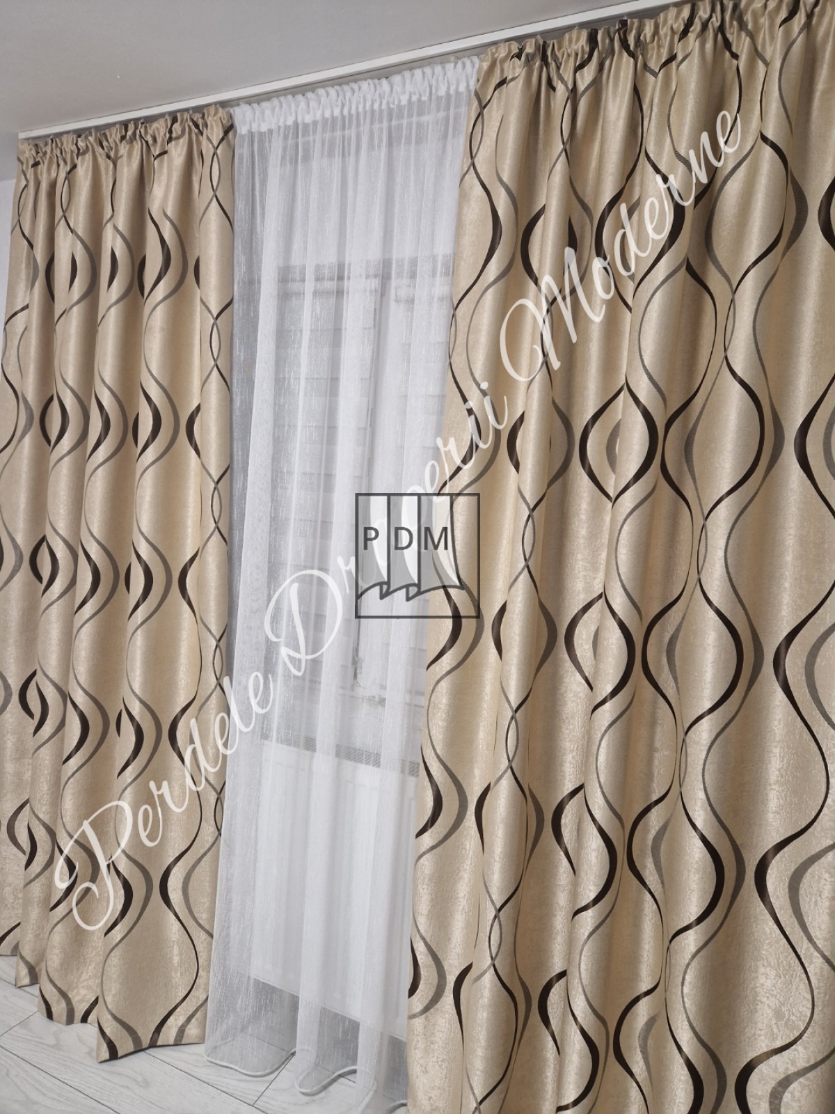 Draperie Blackout, crem/maro imagine 2