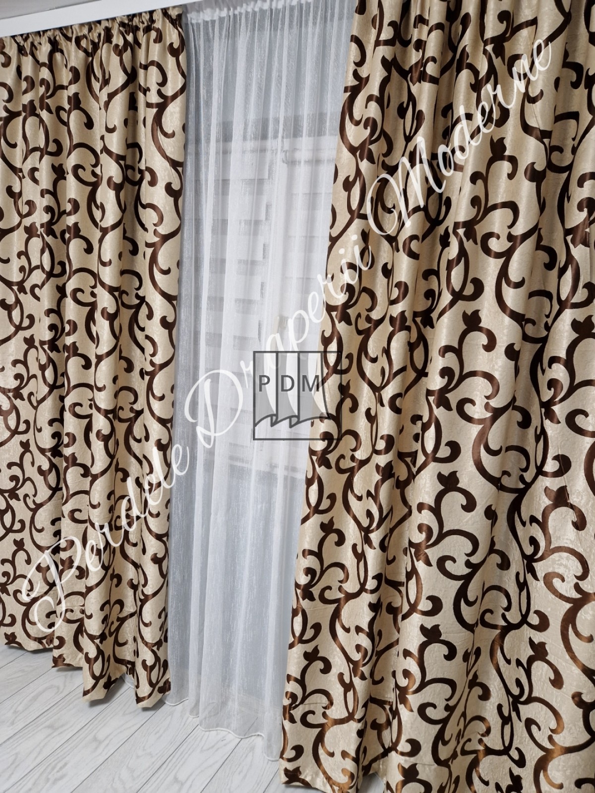Draperie Blackout, crem/maro imagine 2