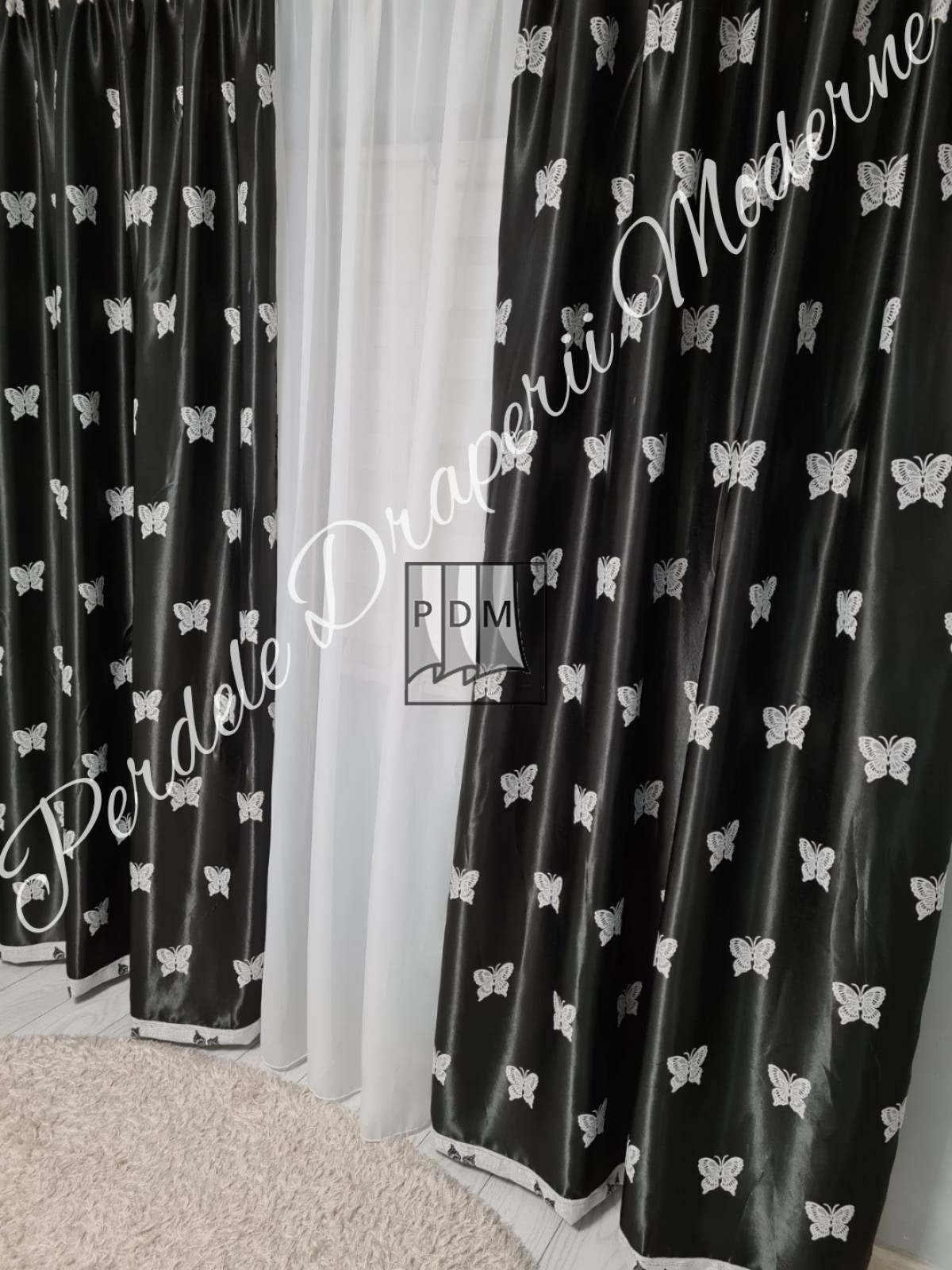 Draperie Blackout, fluturi gri imagine 2