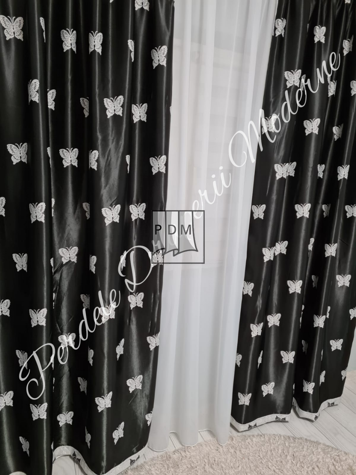 Draperie Blackout, fluturi gri imagine 4