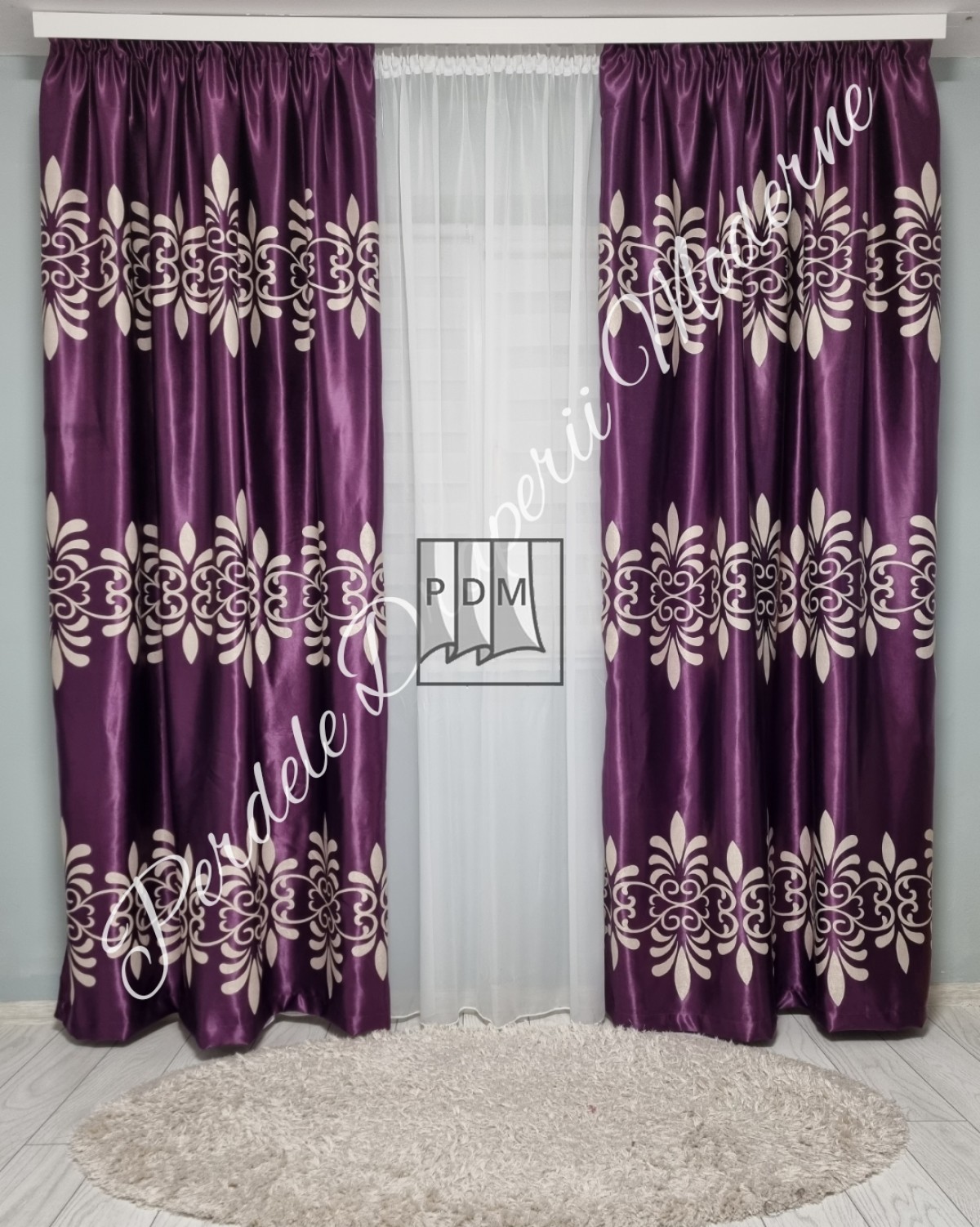 poze Draperie Blackout, mov/crem