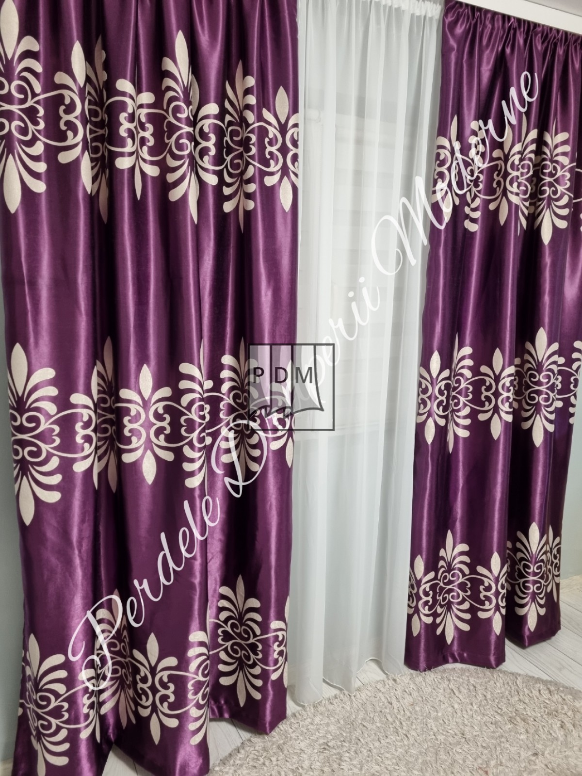 Draperie Blackout, mov/crem imagine 2