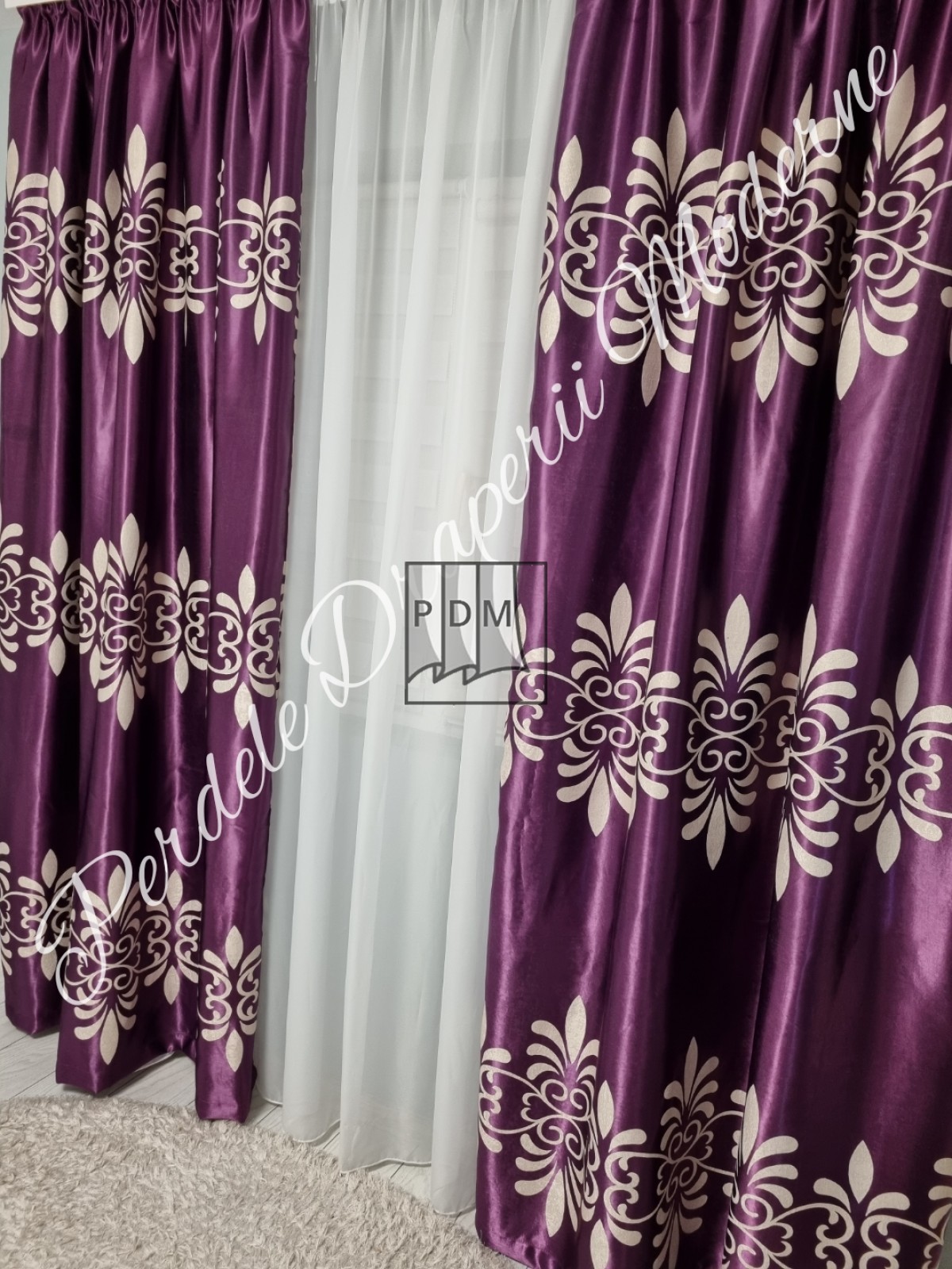 Draperie Blackout, mov/crem imagine 4