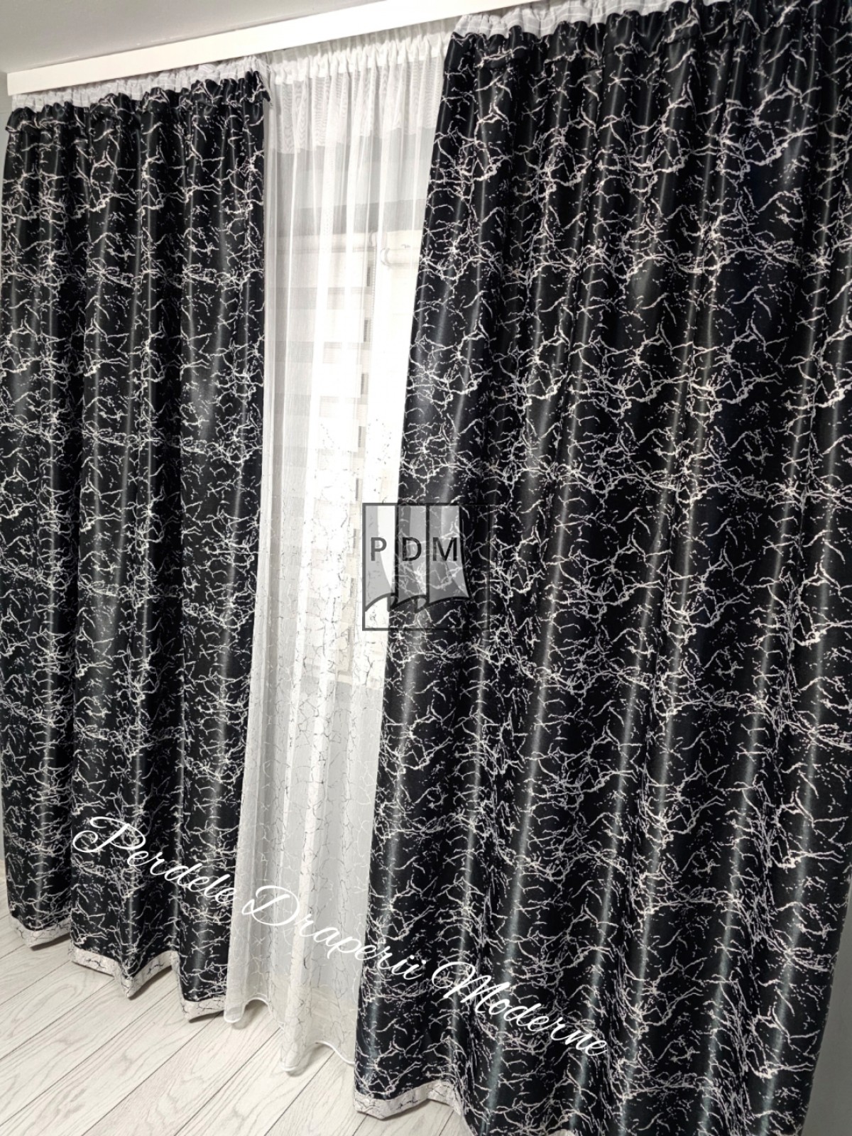 Draperie Blackout, negru/gri imagine 2