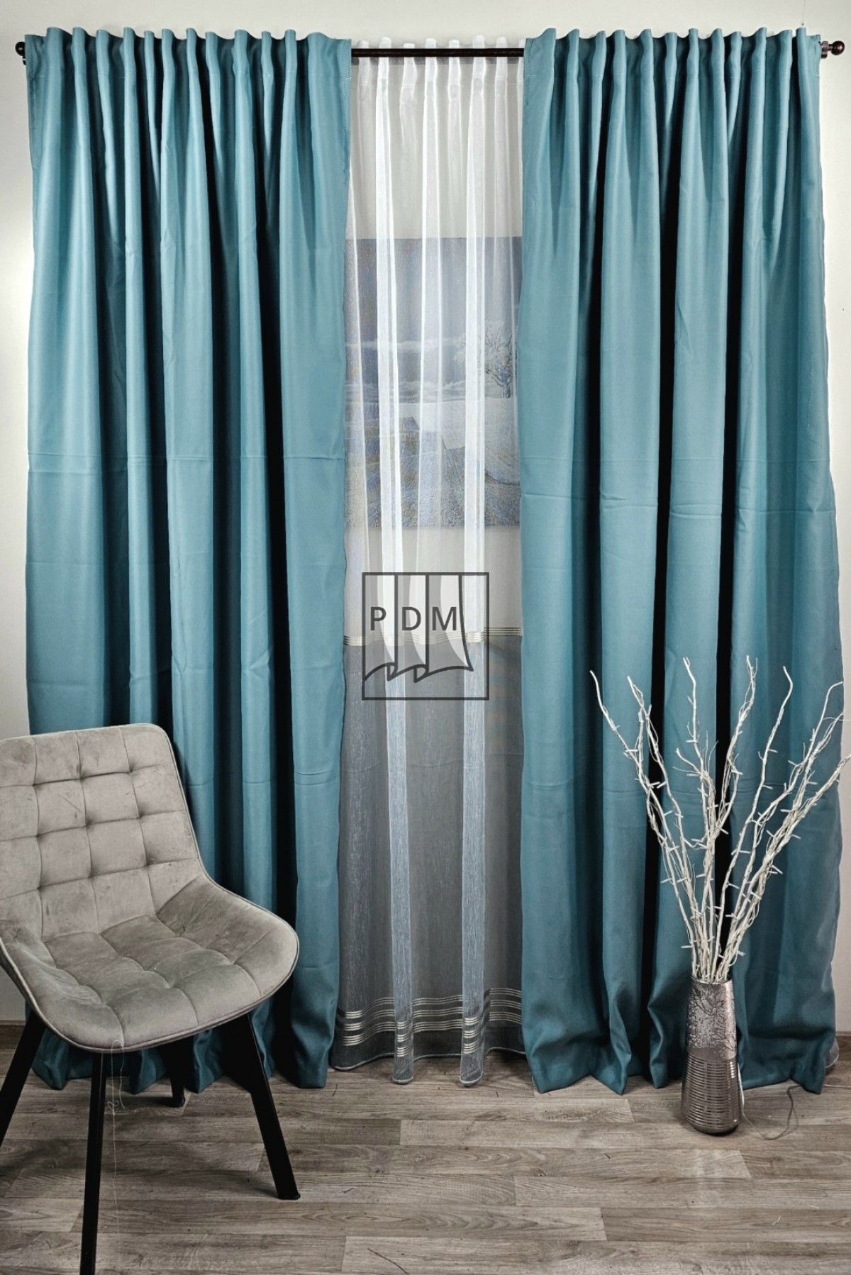 poze Draperie Blackout, turcoaz, semilucioasa, opacitate 80%