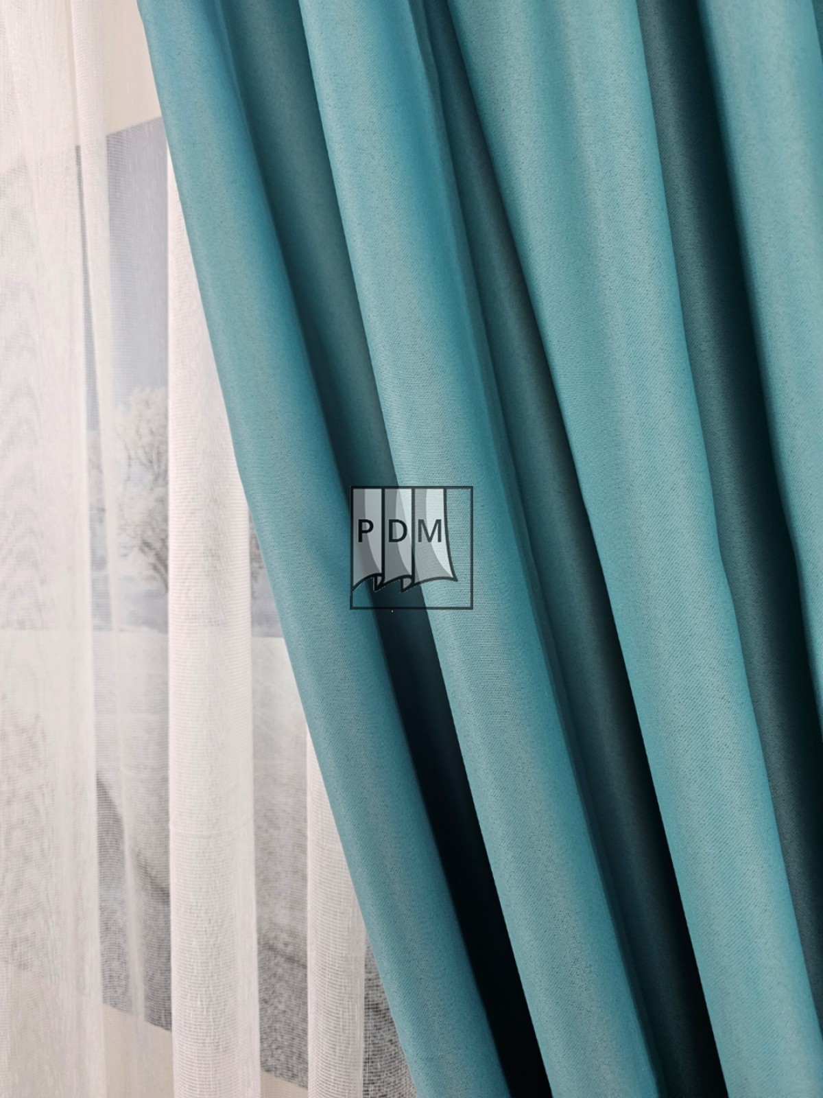 Draperie Blackout, turcoaz, semilucioasa, opacitate 80% imagine 4