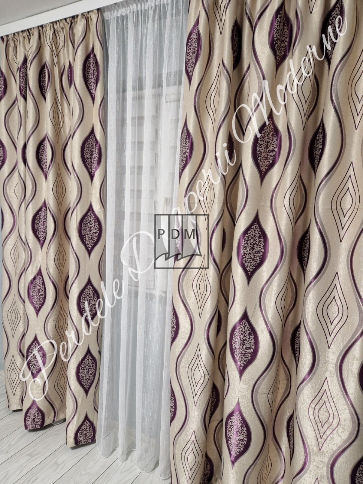 Draperie Blackout,bej/mov imagine 2