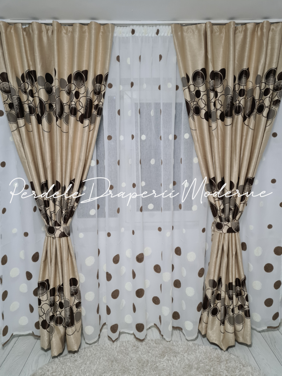 Draperie Blackout,crem/buline maro 1 imagine 4