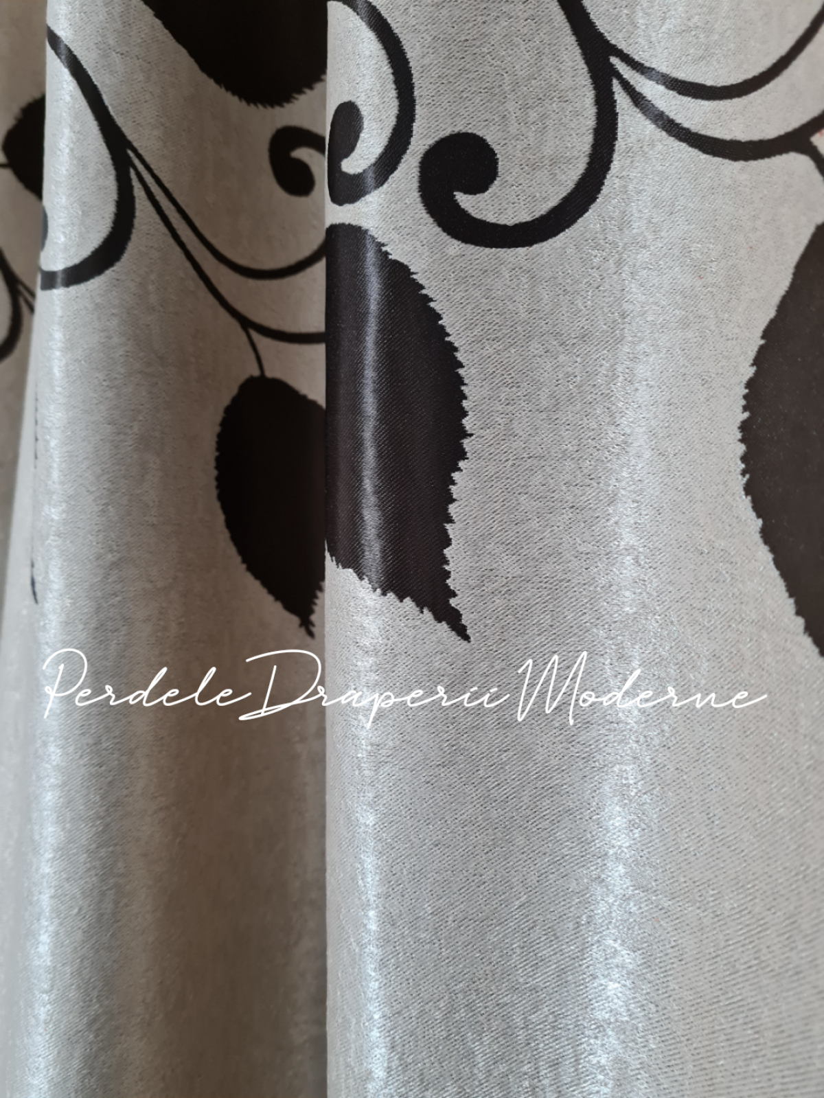 Draperie Blackout crem,frunze maro imagine 4