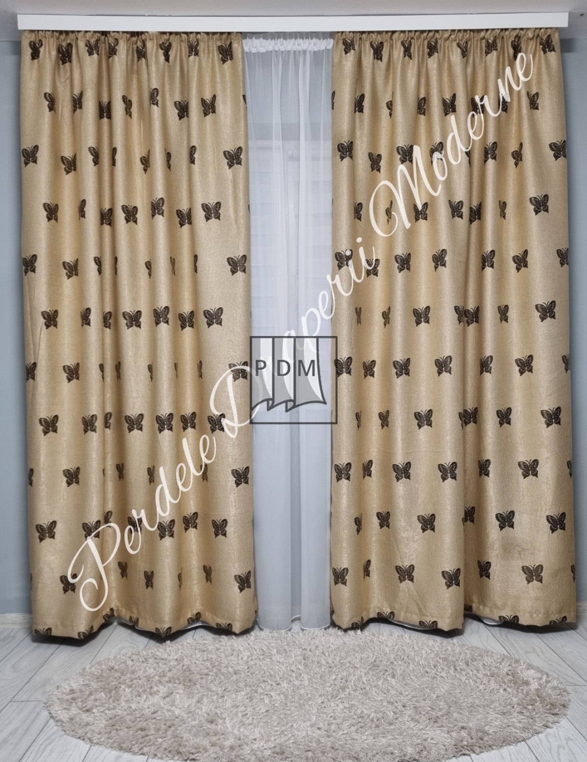 poze Draperie Blackout,crem/maro,fluturi