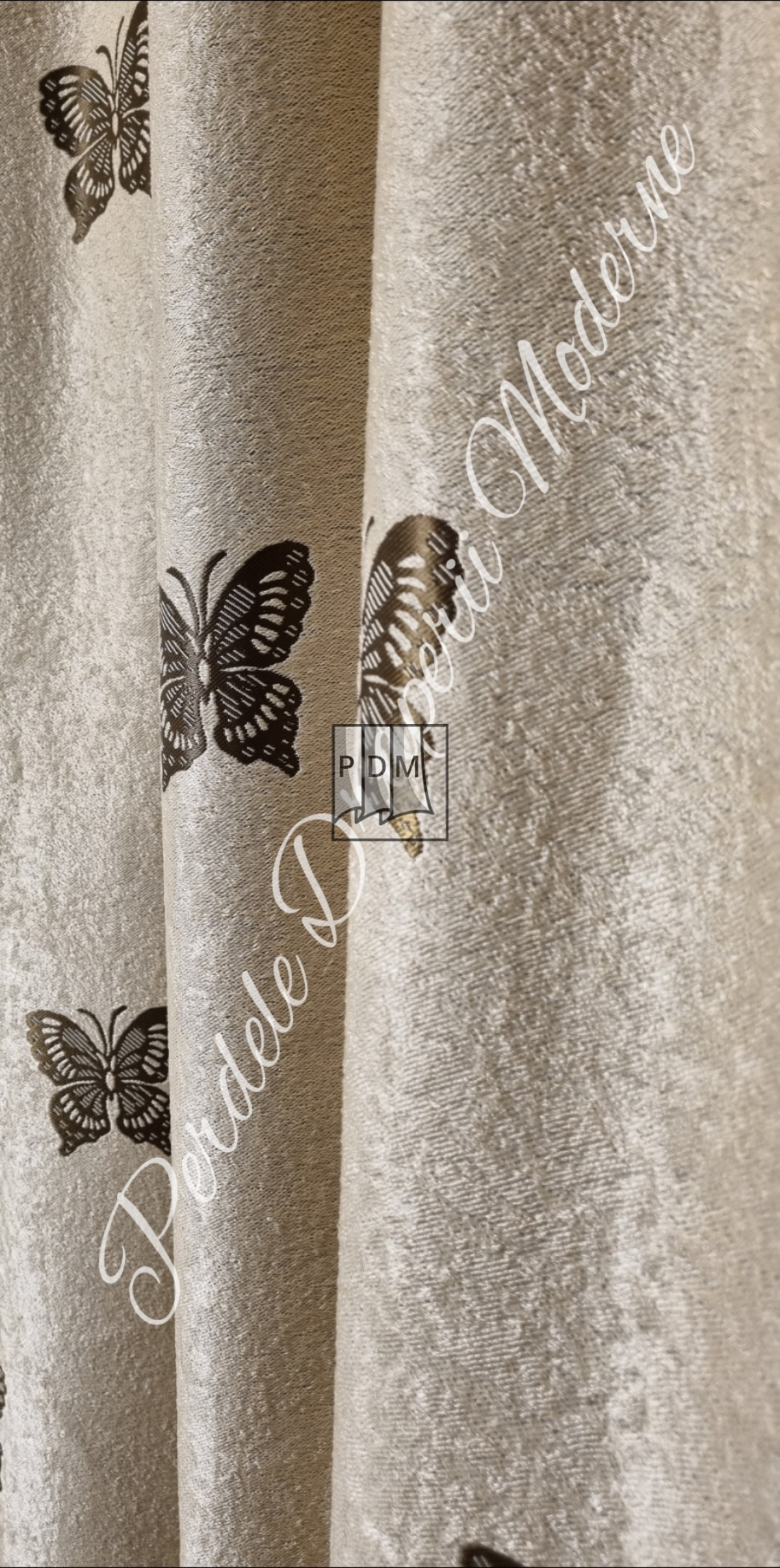 Draperie Blackout,crem/maro,fluturi imagine 3     