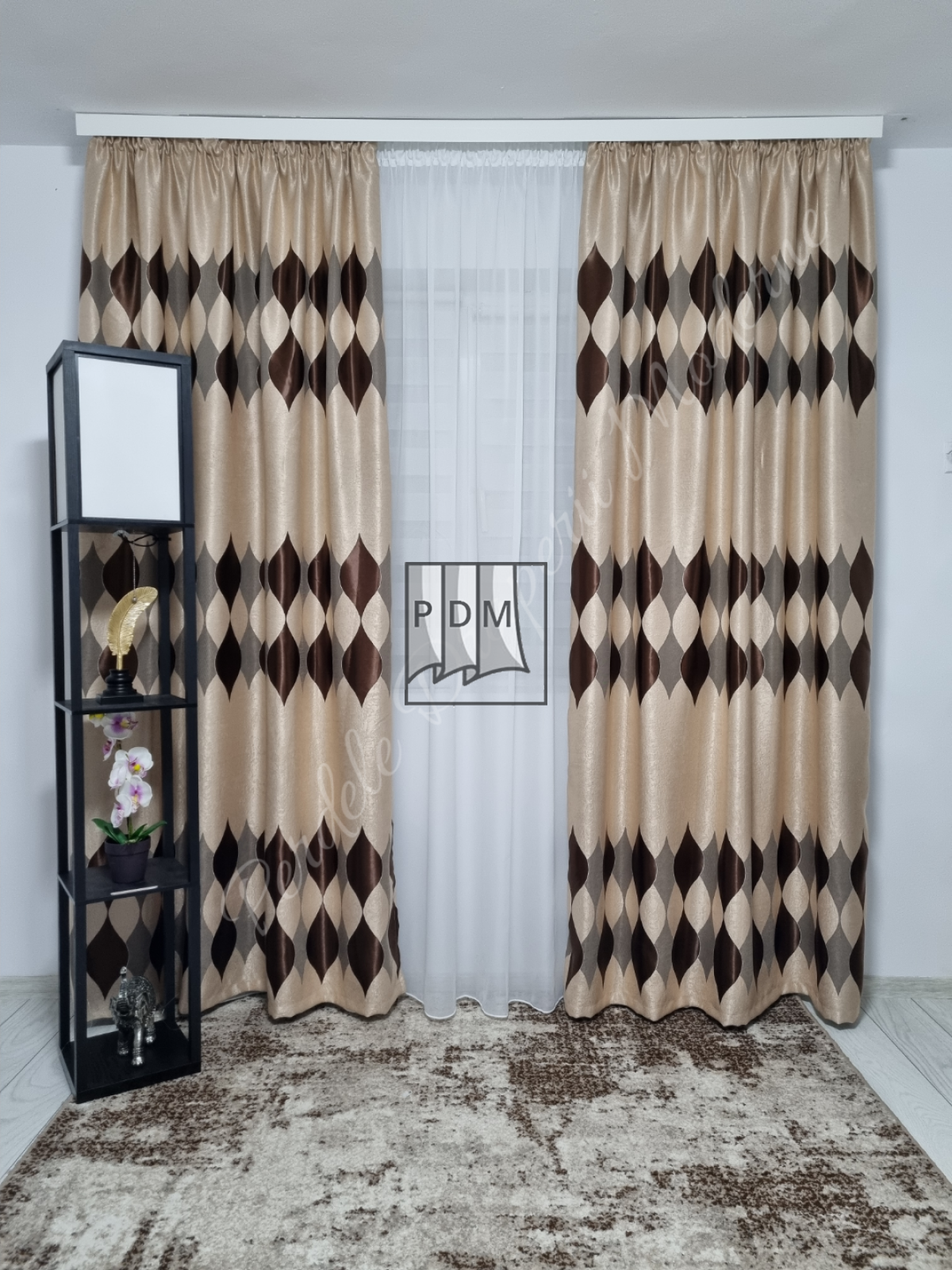 poze Draperie Blackout,crem/maro,romburi