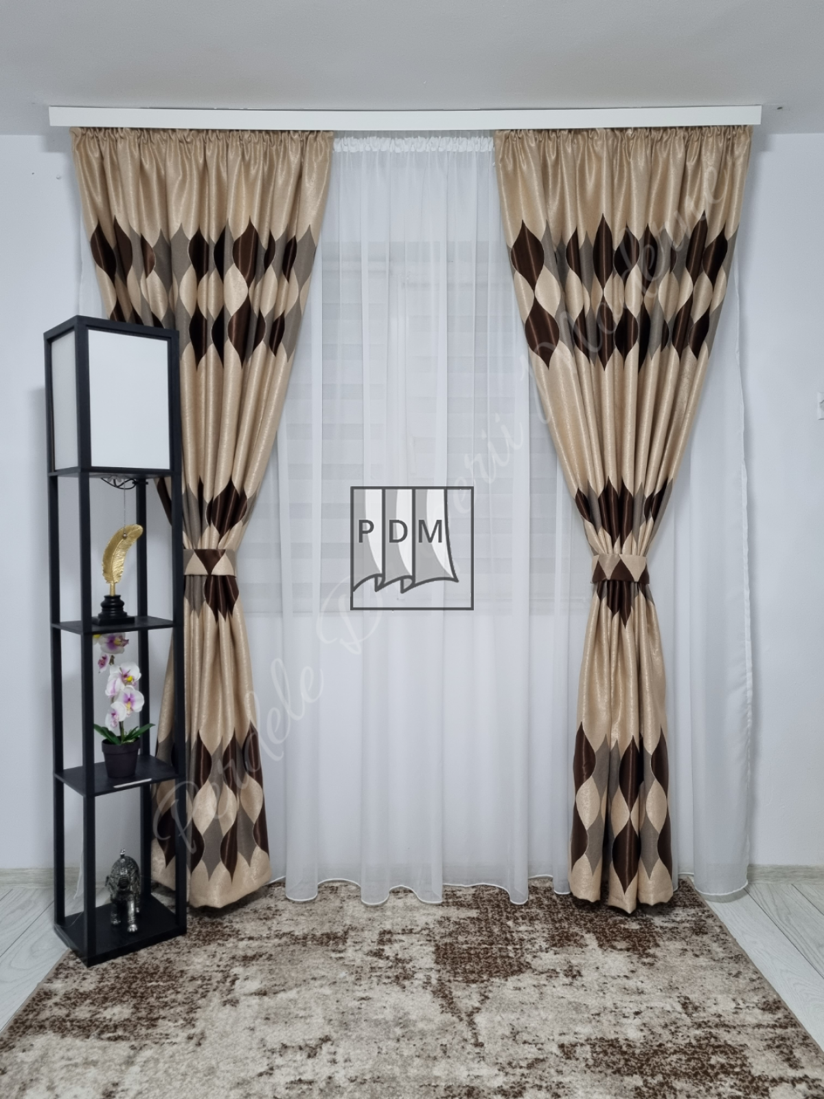Draperie Blackout,crem/maro,romburi imagine 3     
