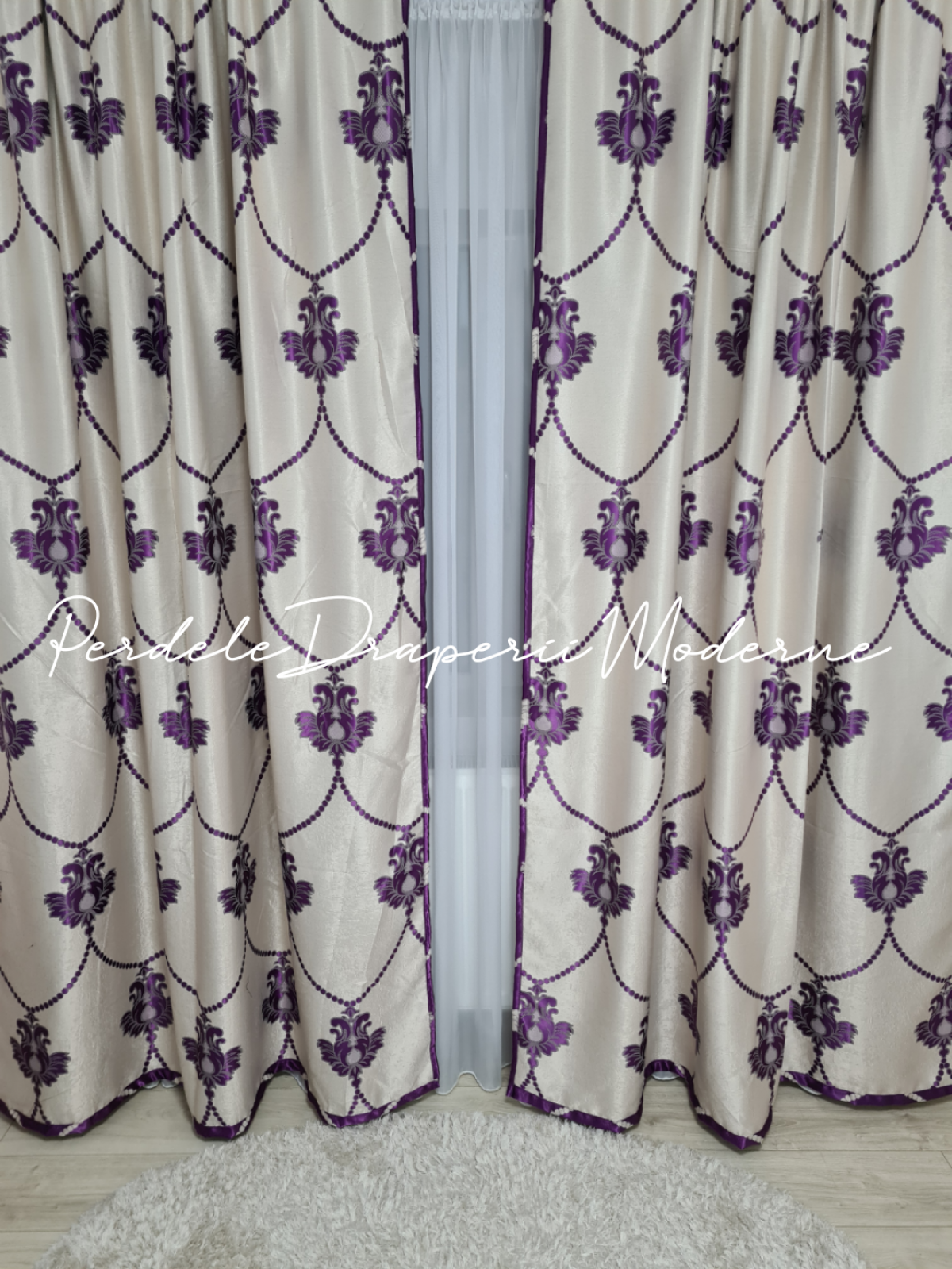 poze Draperie Blackout,crem/mov,model baroc