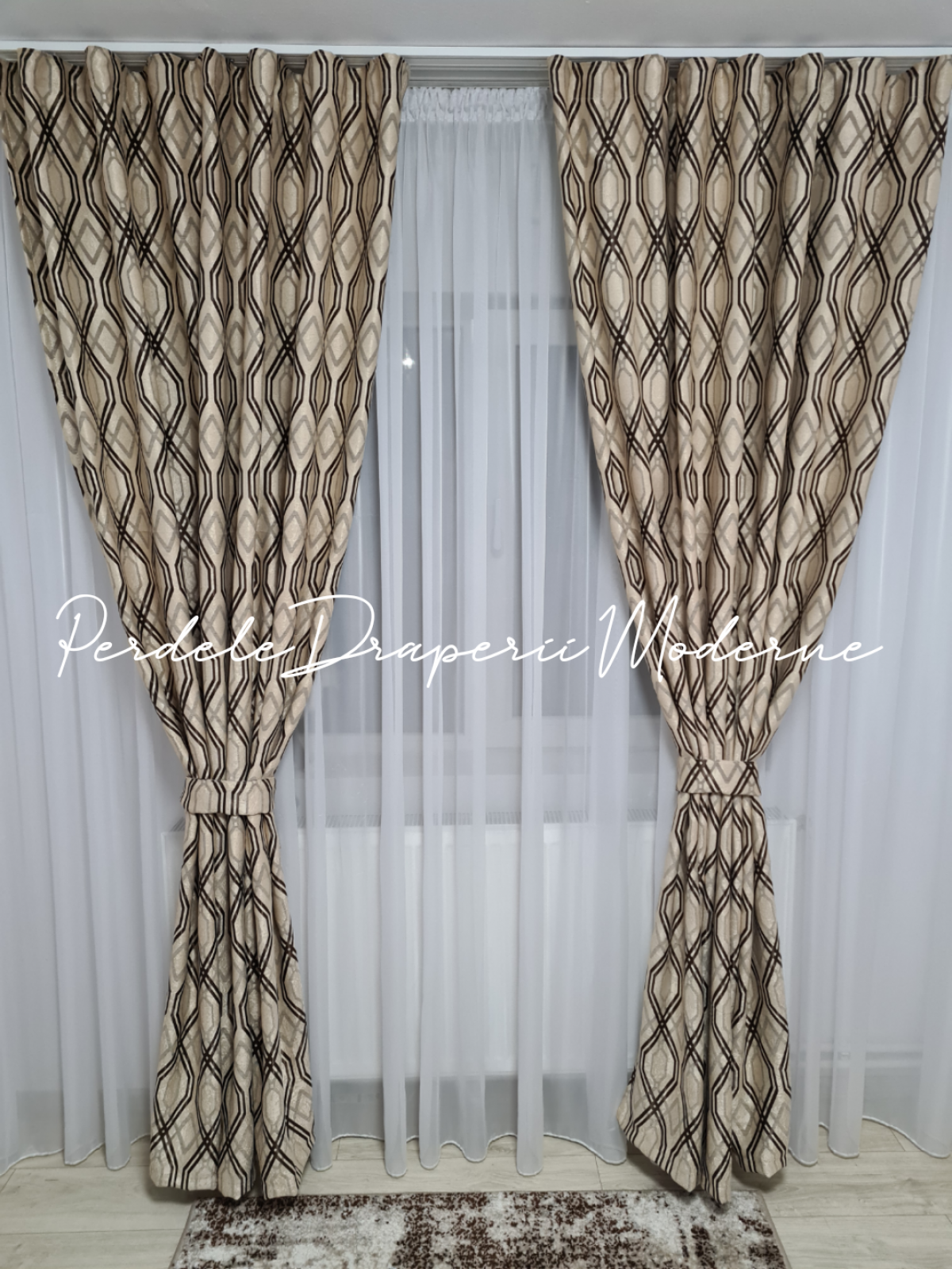 Draperie Blackout,crem,rombulete imagine 2
