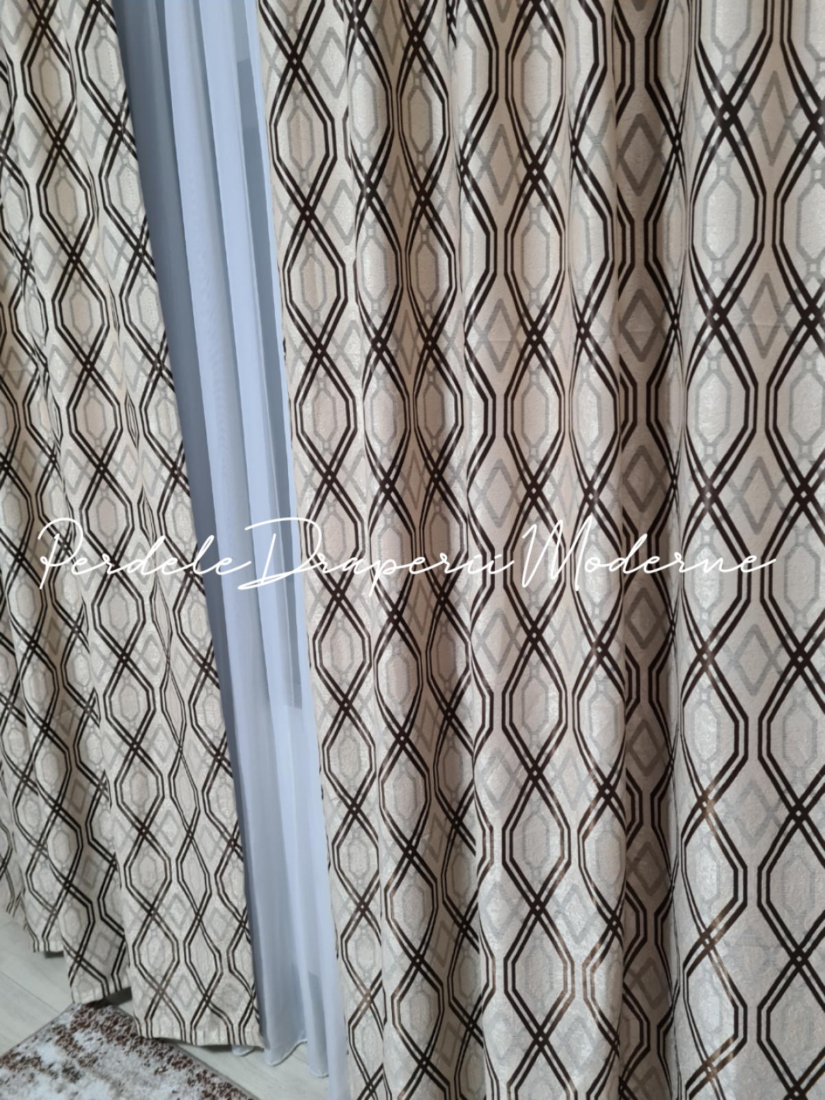 Draperie Blackout,crem,rombulete imagine 3     