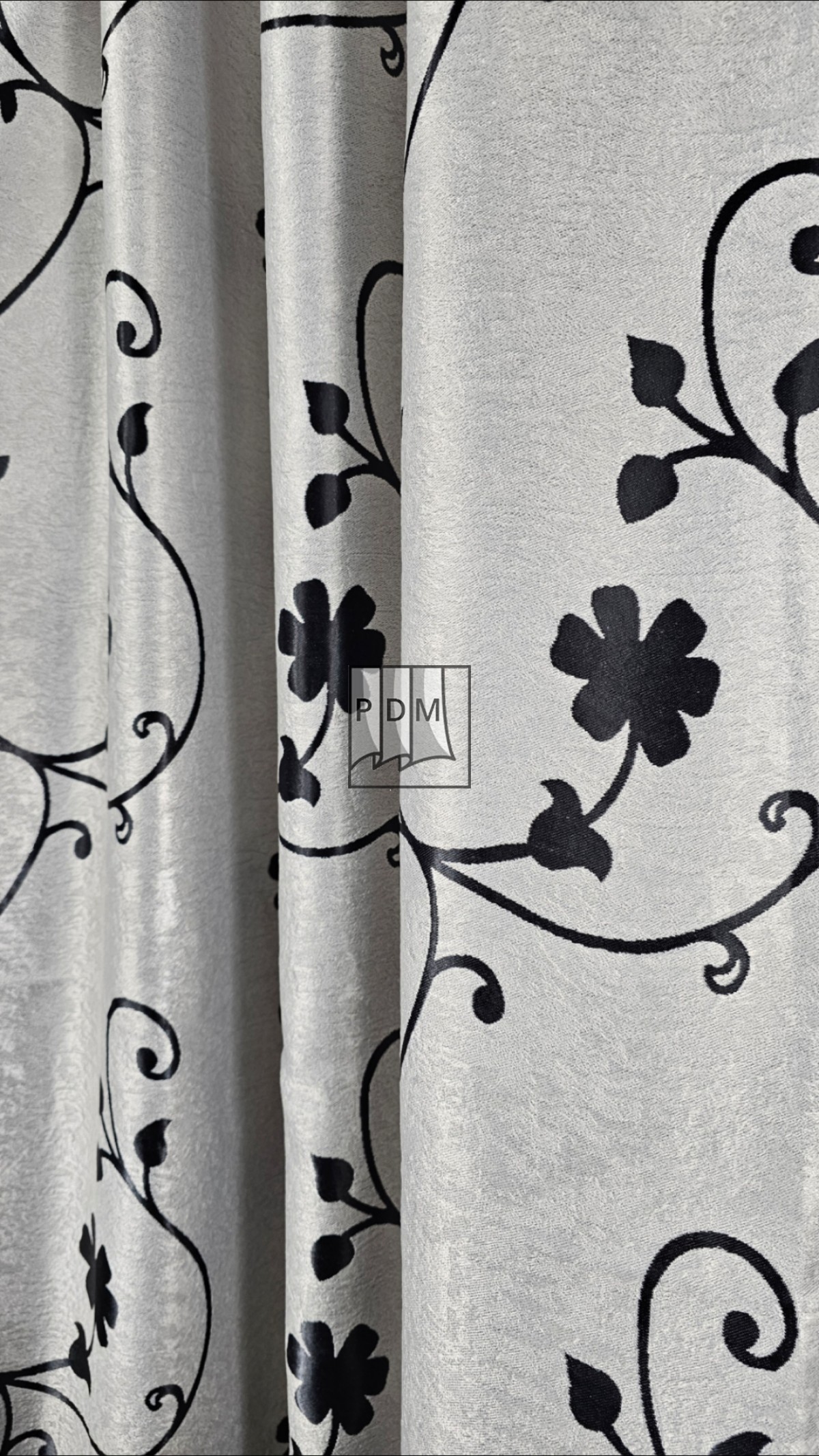 Draperie Blackout cu două fete, gri/negru, model floral imagine 4