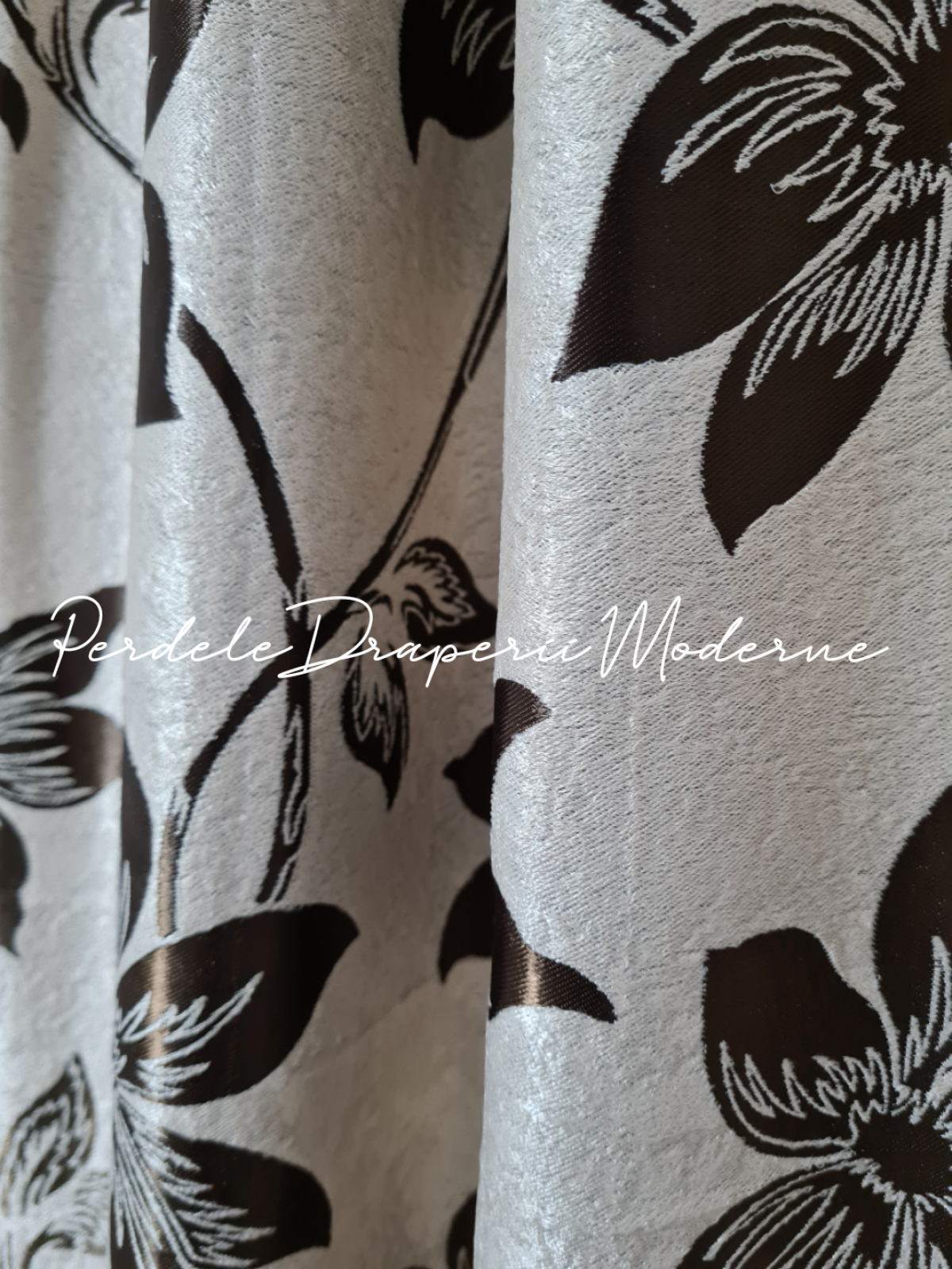 Draperie Blackout,flori mari,maro imagine 4